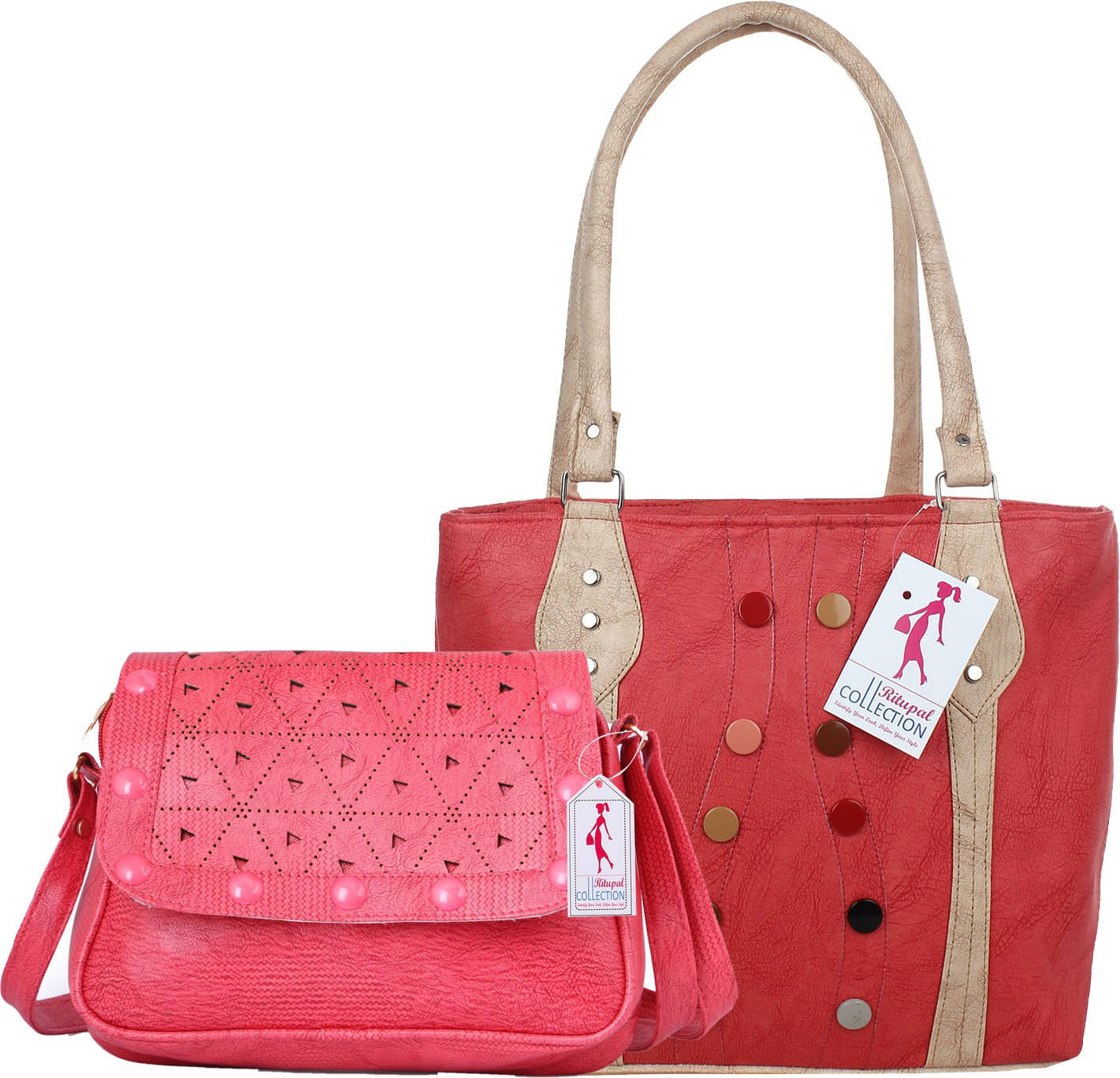     			Generic Tote Bag PU Set of 2 ( Red )