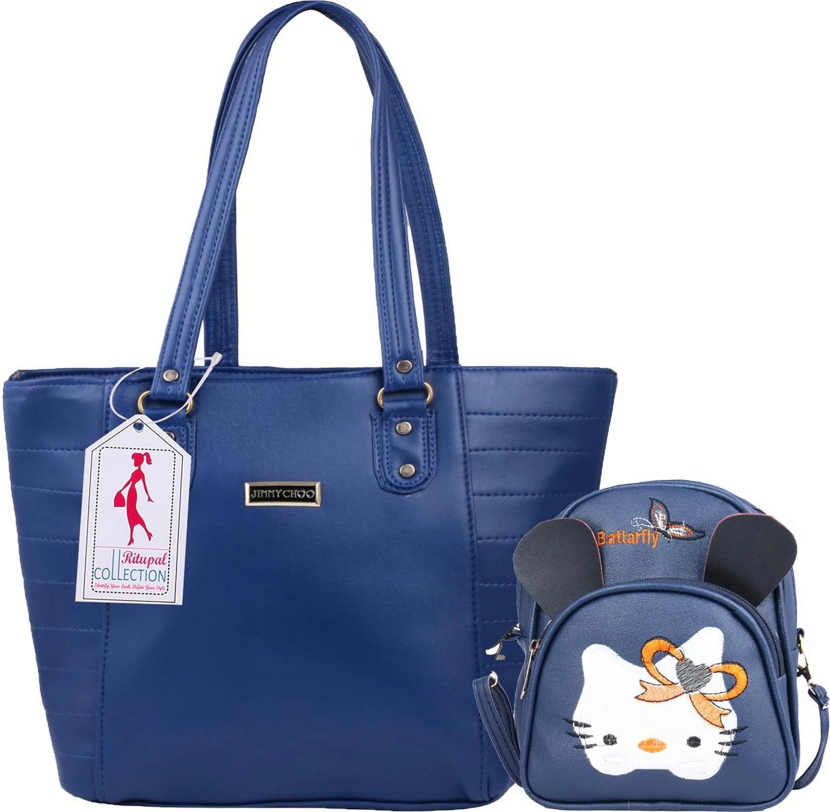     			Generic Tote Bag PU Set of 2 ( Blue )