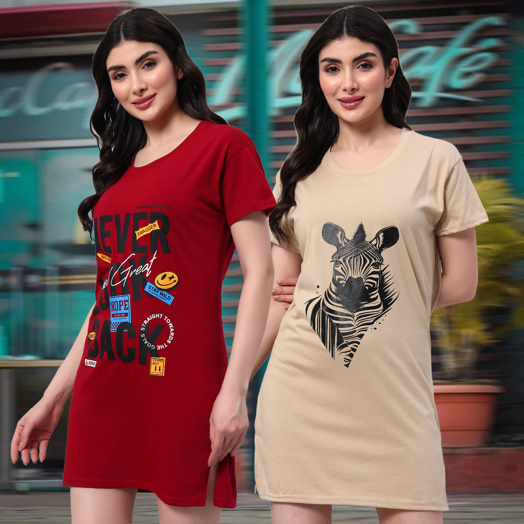     			HEMLOCK Women Cotton Printed Regular Fit Round Neck T-Shirt ( Multicolor 7 )