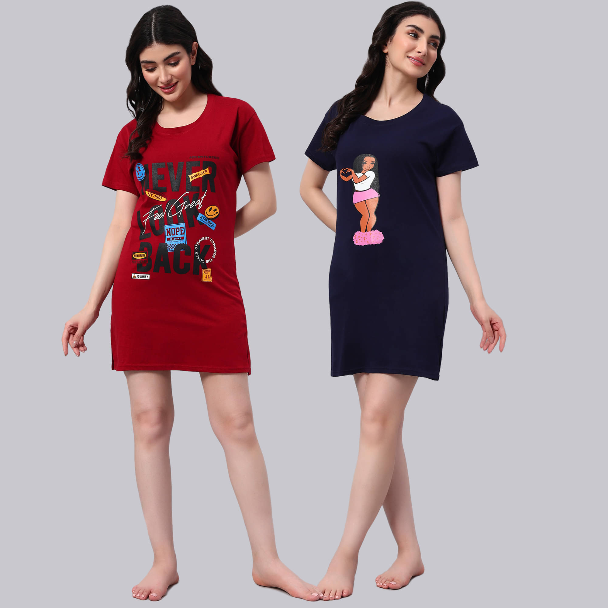     			HEMLOCK Women Cotton Printed Regular Fit Round Neck T-Shirt ( Multicolor 1 )