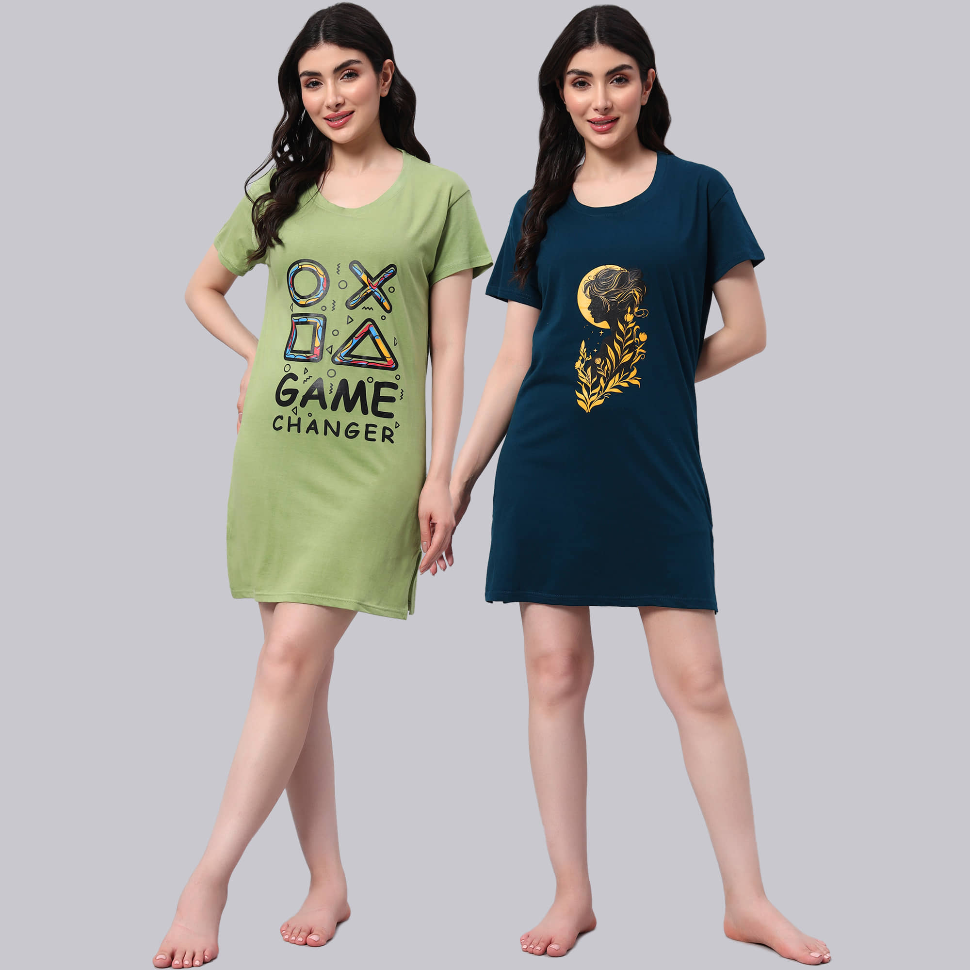 HEMLOCK Women Cotton Printed Regular Fit Round Neck T-Shirt ( Multicolor 5 )