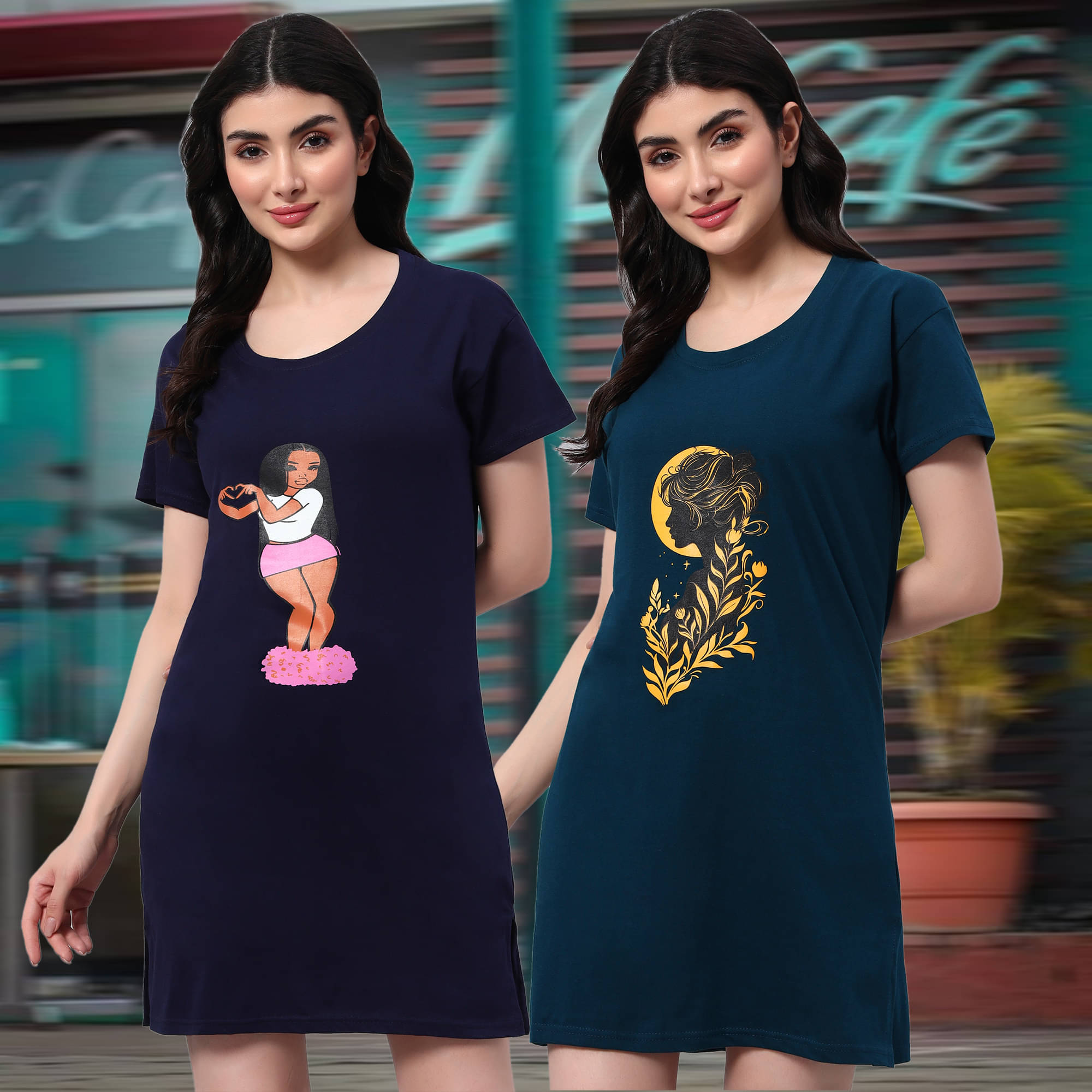     			HEMLOCK Women Cotton Printed Regular Fit Round Neck T-Shirt ( Multicolor 4 )