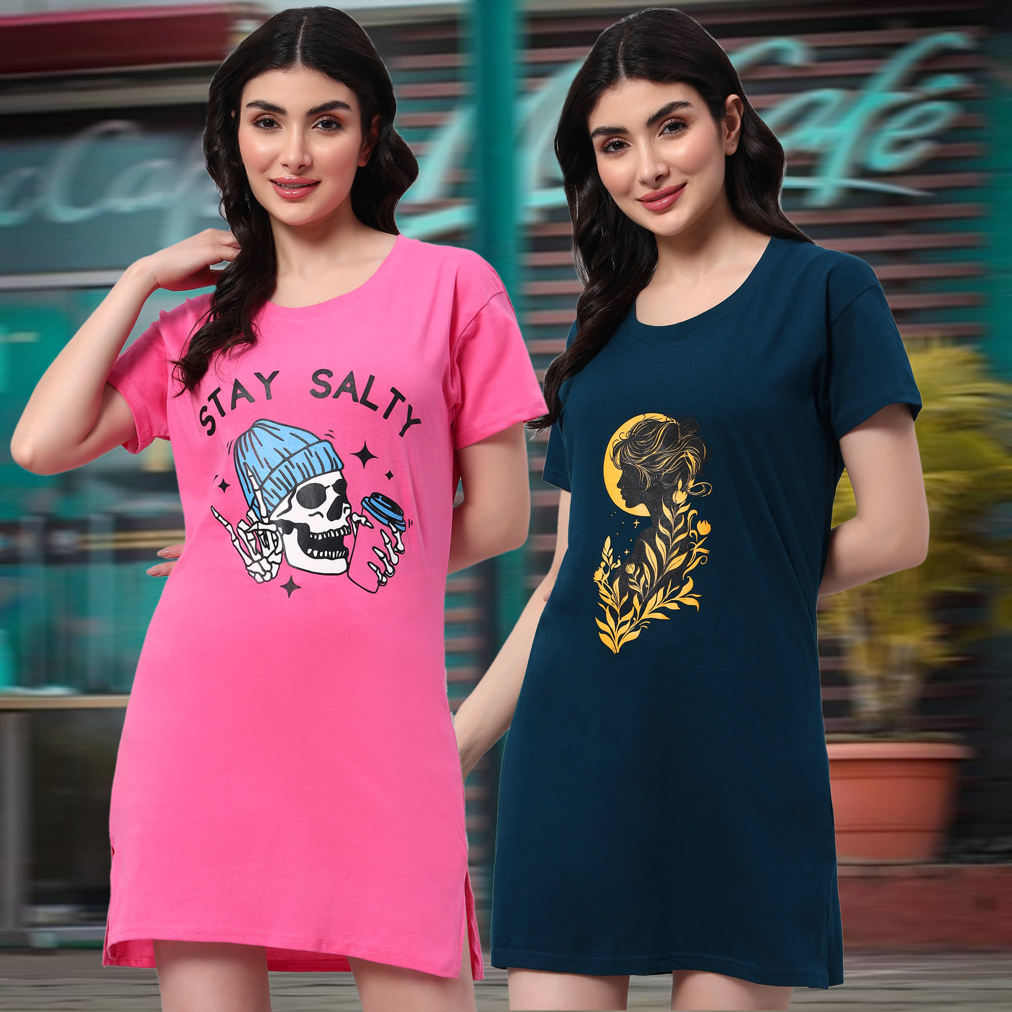     			HEMLOCK Women Cotton Printed Regular Fit Round Neck T-Shirt ( Multicolor 2 )