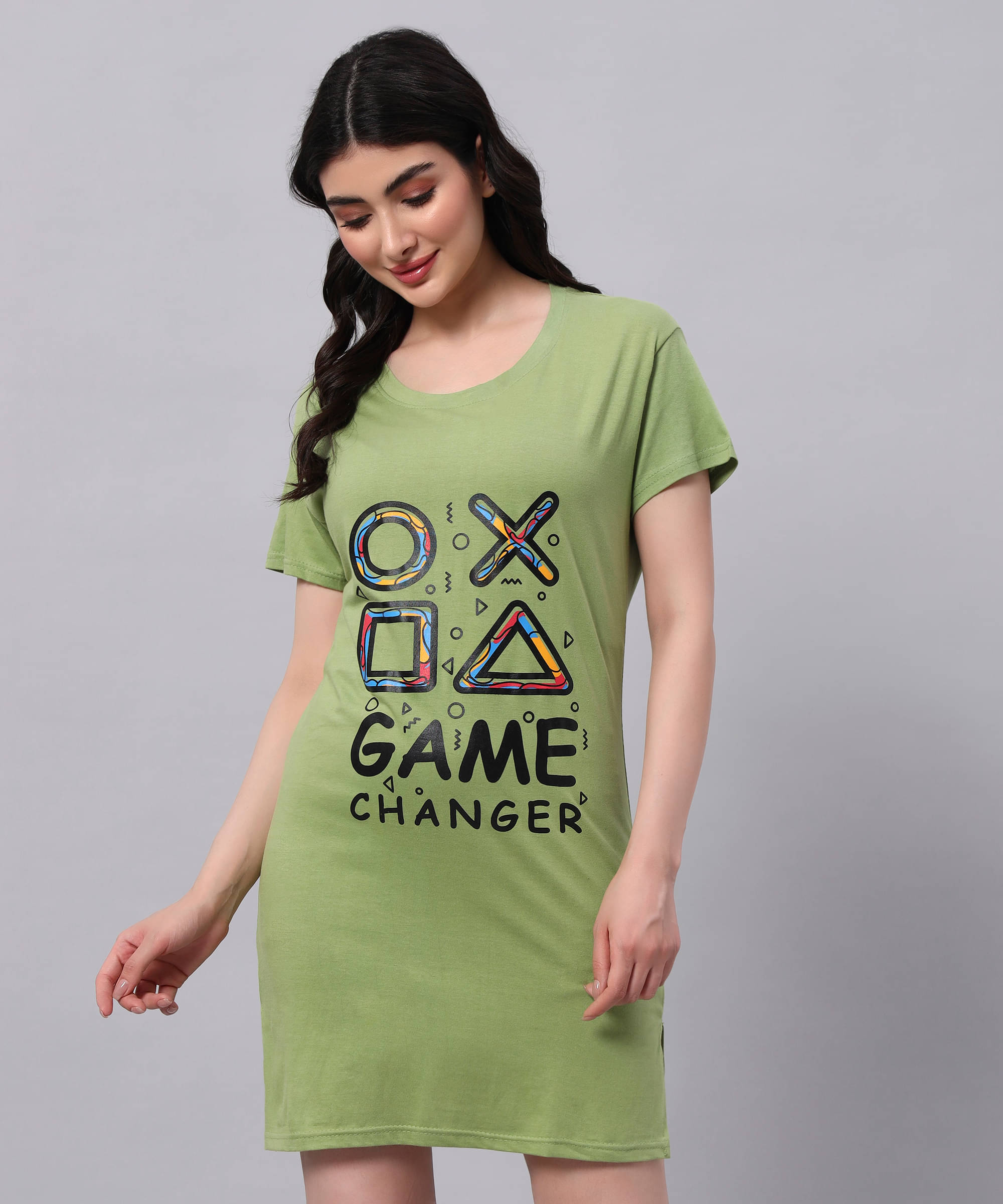     			HEMLOCK Women Cotton Printed Regular Fit Round Neck T-Shirt ( Green )