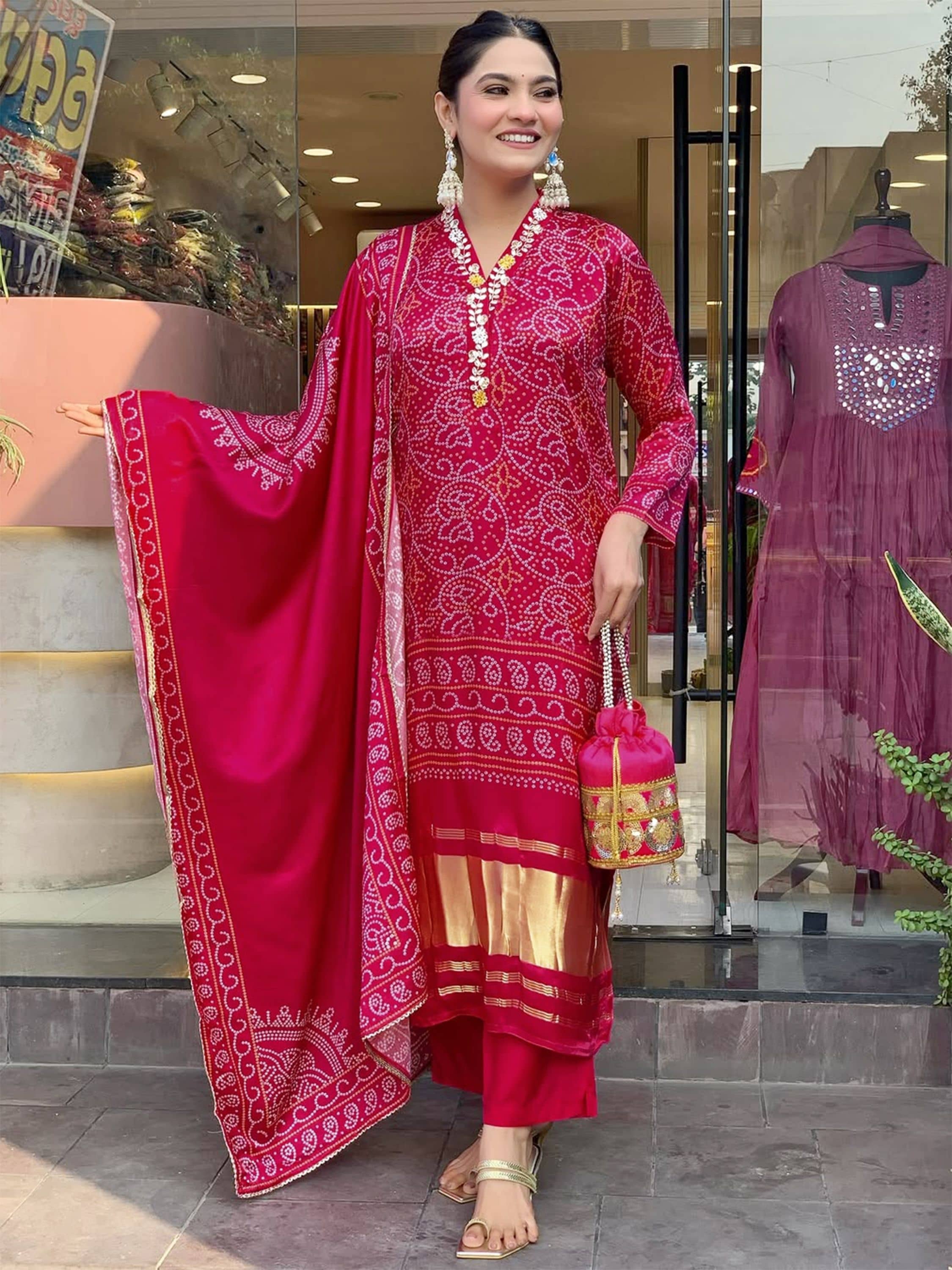 Niza Fashion Women Viscose Embroidered Straight Kurti With Pants ( Pink )