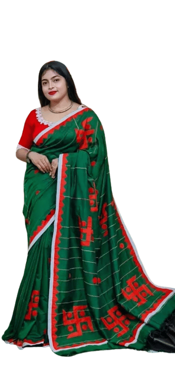 PIYARI FASHION Cotton Applique Tant Saree With Unstitched Blouse Piece ( Green ) PIYARI FASHION Cotton Applique Tant Saree With Unstitched Blouse Piece ( Green )