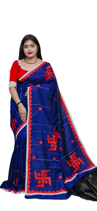 PIYARI FASHION Cotton Applique Tant Saree With Unstitched Blouse Piece ( Blue ) PIYARI FASHION Cotton Applique Tant Saree With Unstitched Blouse Piece ( Blue )