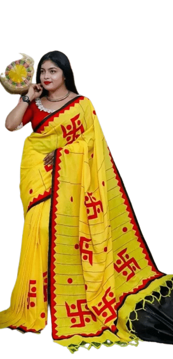 PIYARI FASHION Cotton Applique Tant Saree With Unstitched Blouse Piece ( Yellow ) PIYARI FASHION Cotton Applique Tant Saree With Unstitched Blouse Piece ( Yellow )