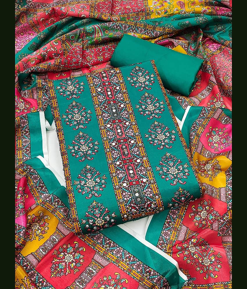 Rangtulika Ethnics Women Silk Unstitched Dress Material ( Multicolor 4 ) - Unstitched Fabrics | Buy online on ZillyBuy