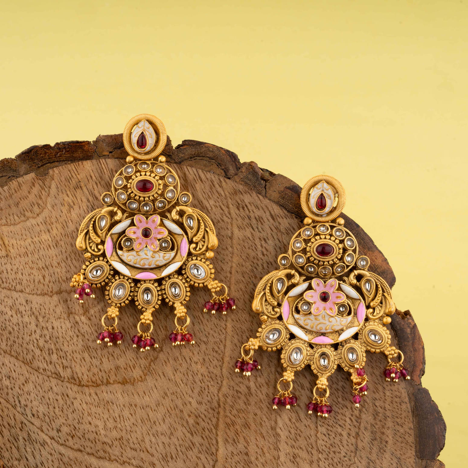     			Rhosyn Pink Drop Earrings ( Pack of 1 )