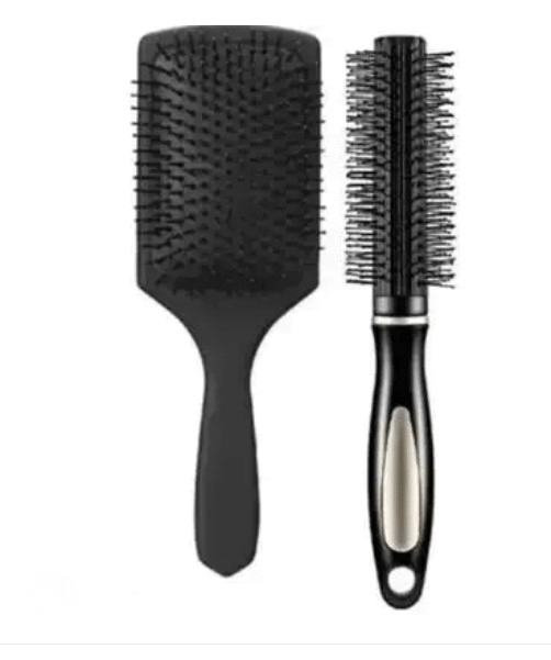 Round Rolling Curling Comb Hair Brush With Paddle Hair Brush For Men And Women (Pack of 2) Color May Vary Round Rolling Curling Comb Hair Brush With Paddle Hair Brush For Men And Women (Pack of 2) Color May Vary