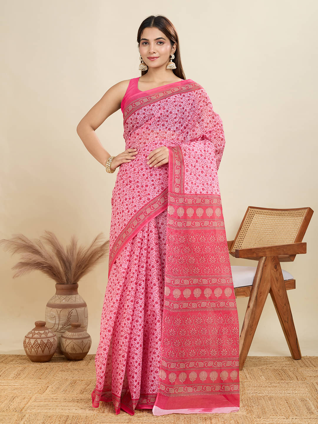 SHANVIKA Cotton Printed Sambalpuri Saree Without Blouse Piece ( Pink ) SHANVIKA Cotton Printed Sambalpuri Saree Without Blouse Piece ( Pink )