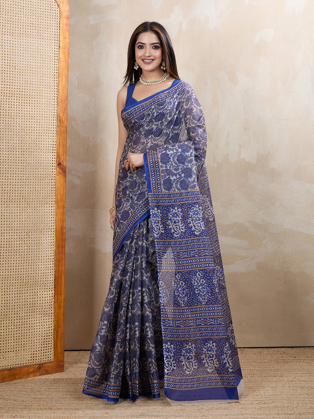 SHANVIKA Cotton Printed Sambalpuri Saree Without Blouse Piece ( Blue ) SHANVIKA Cotton Printed Sambalpuri Saree Without Blouse Piece ( Blue )