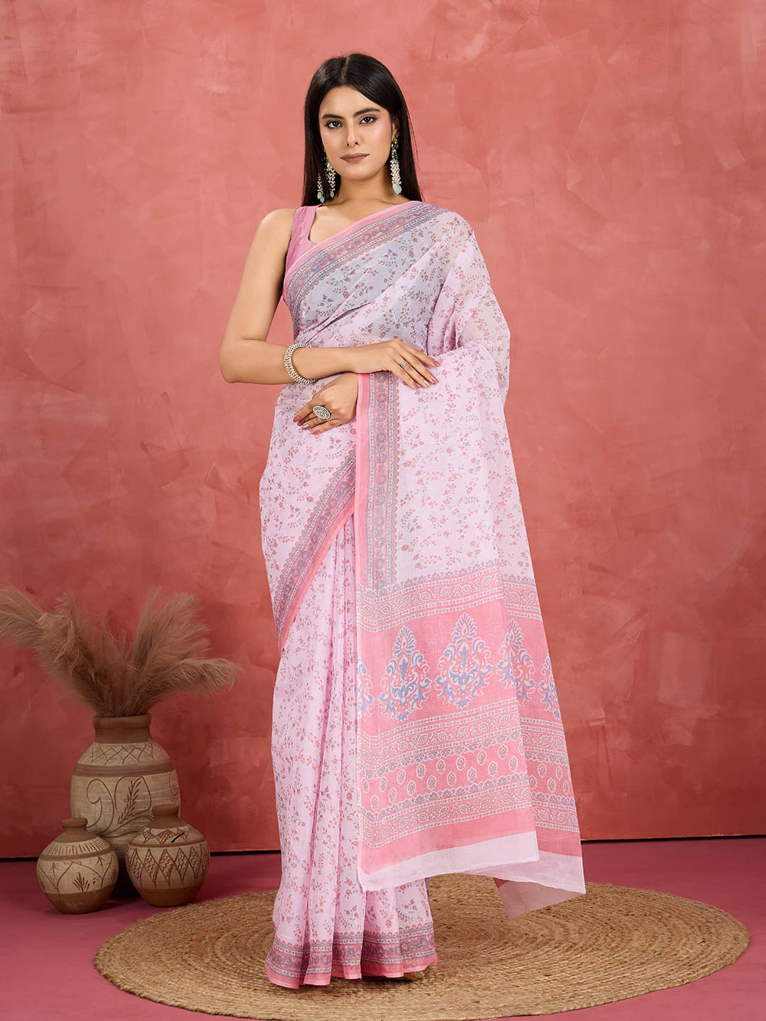 SHANVIKA Cotton Printed Sambalpuri Saree Without Blouse Piece ( Pink ) SHANVIKA Cotton Printed Sambalpuri Saree Without Blouse Piece ( Pink )