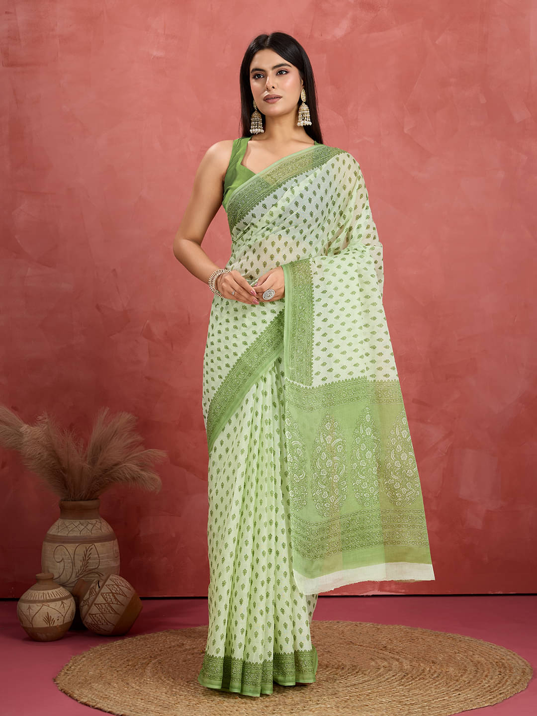 SHANVIKA Cotton Printed Sambalpuri Saree Without Blouse Piece ( Green ) SHANVIKA Cotton Printed Sambalpuri Saree Without Blouse Piece ( Green )