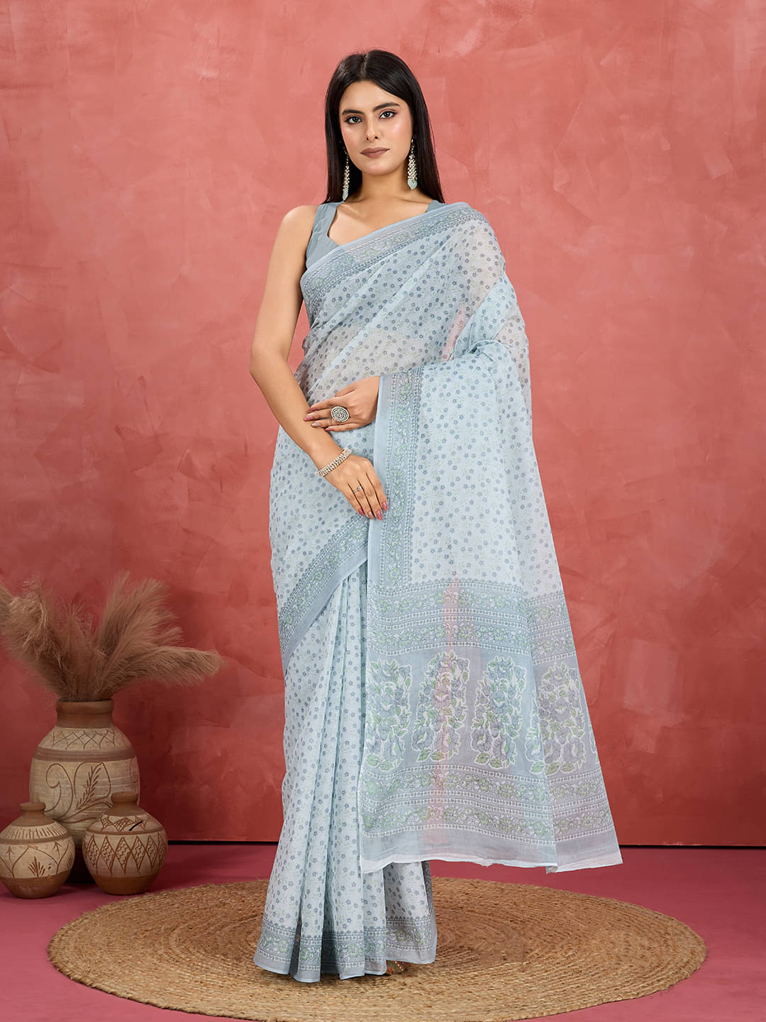 SHANVIKA Cotton Printed Sambalpuri Saree Without Blouse Piece ( Mint Green ) SHANVIKA Cotton Printed Sambalpuri Saree Without Blouse Piece ( Mint Green )