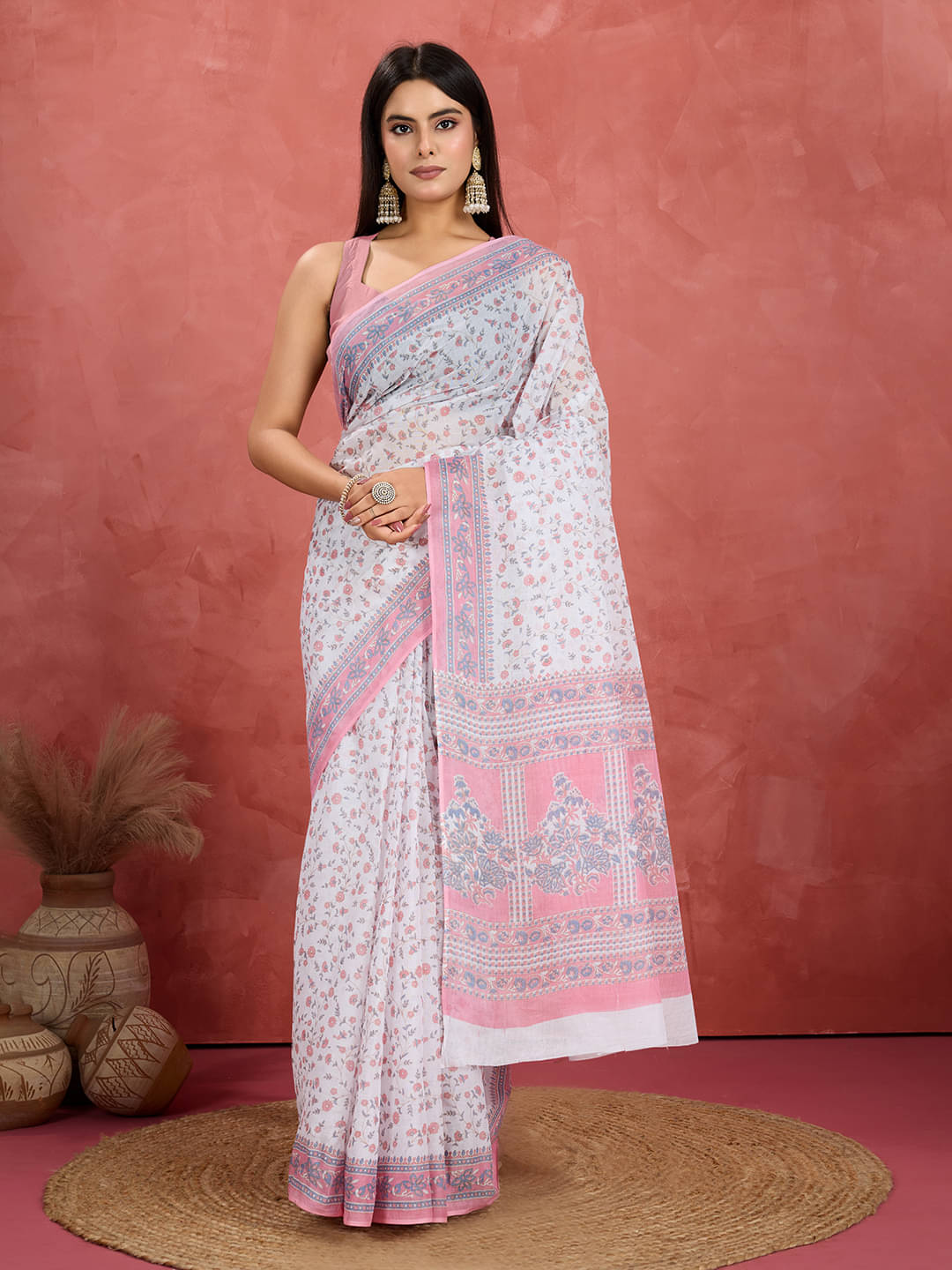 SHANVIKA Cotton Printed Sambalpuri Saree Without Blouse Piece ( White ) SHANVIKA Cotton Printed Sambalpuri Saree Without Blouse Piece ( White )