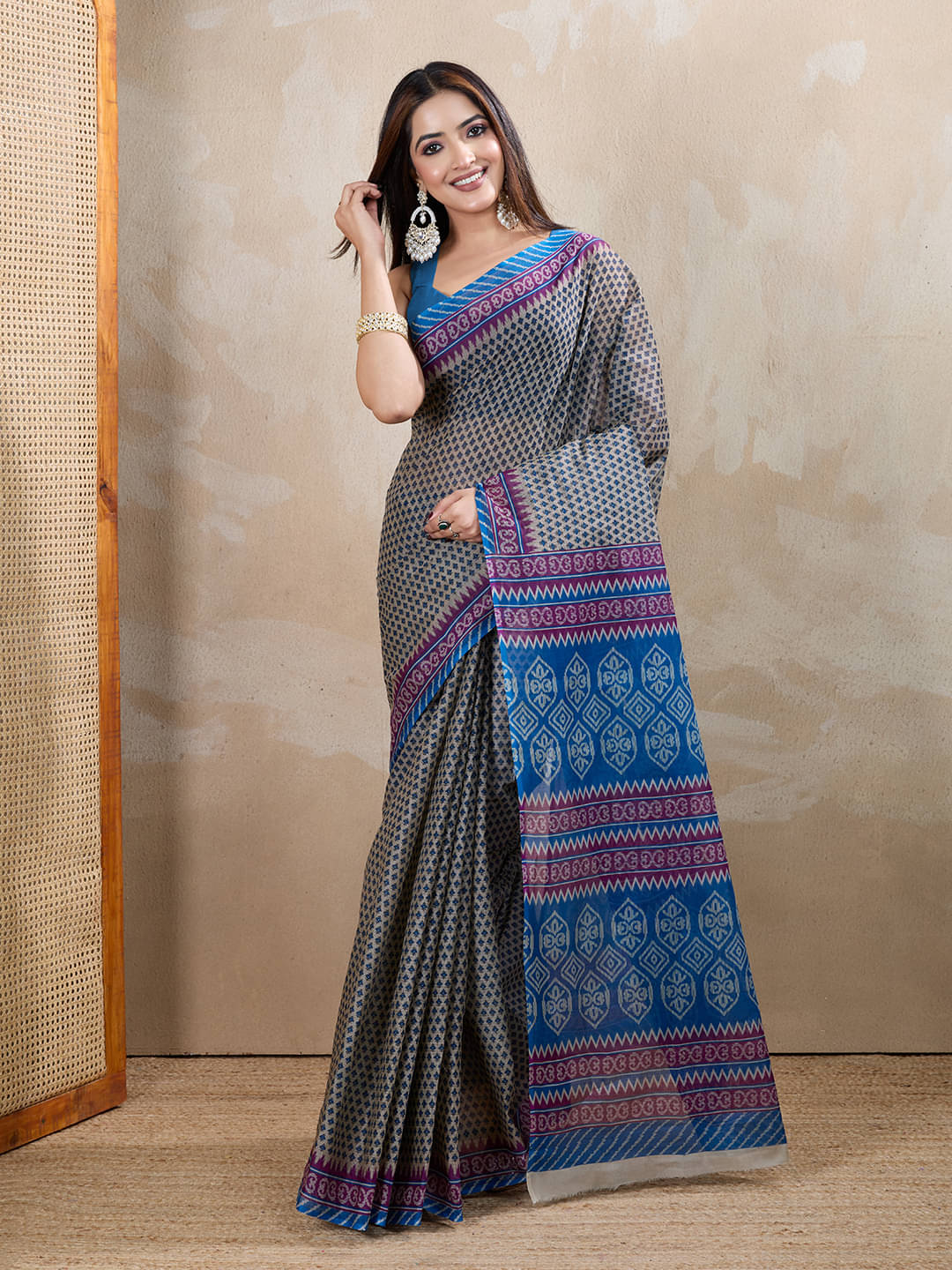 SHANVIKA Cotton Printed Sambalpuri Saree Without Blouse Piece ( Brown ) SHANVIKA Cotton Printed Sambalpuri Saree Without Blouse Piece ( Brown )