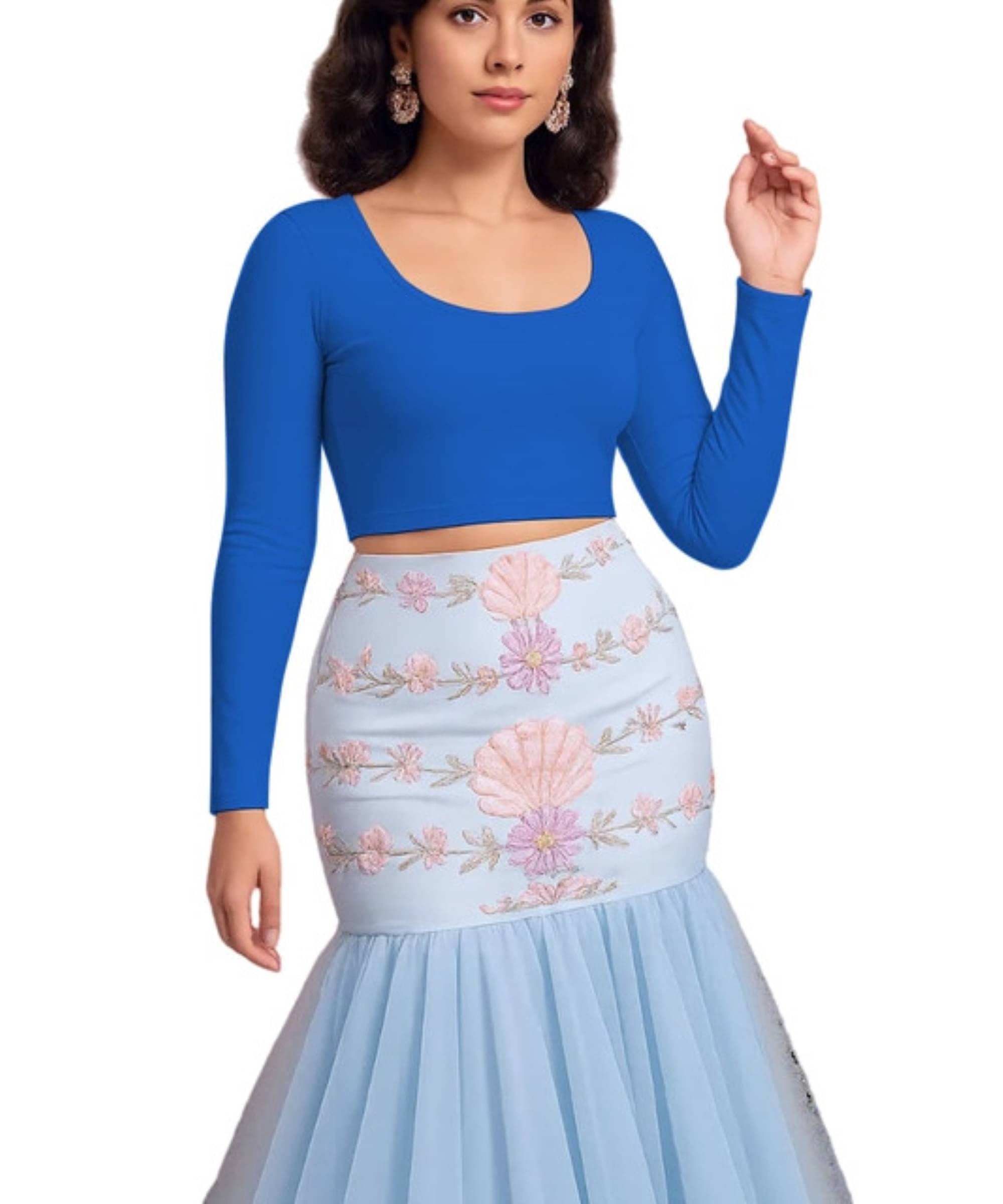 THE BLAZZE Women's Cotton Crop Top ( Blue )     			THE BLAZZE Women's Cotton Crop Top ( Blue )