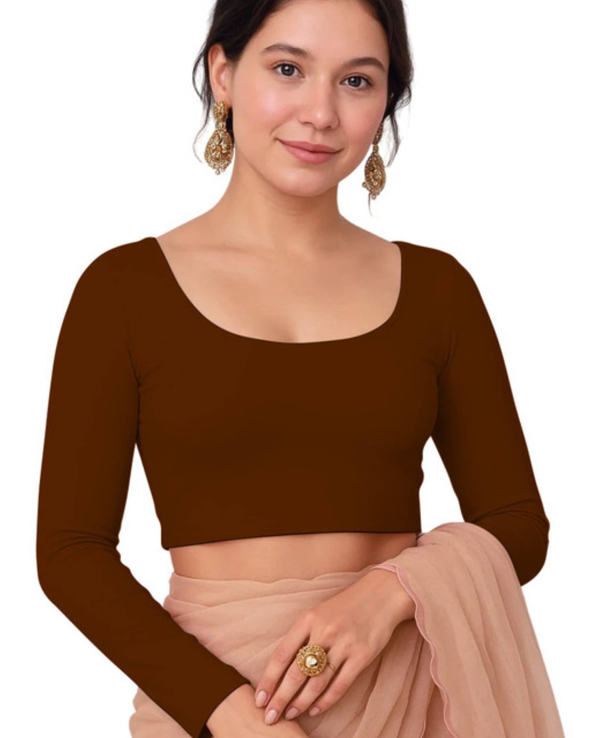     			THE BLAZZE Women's Cotton Crop Top ( Brown )