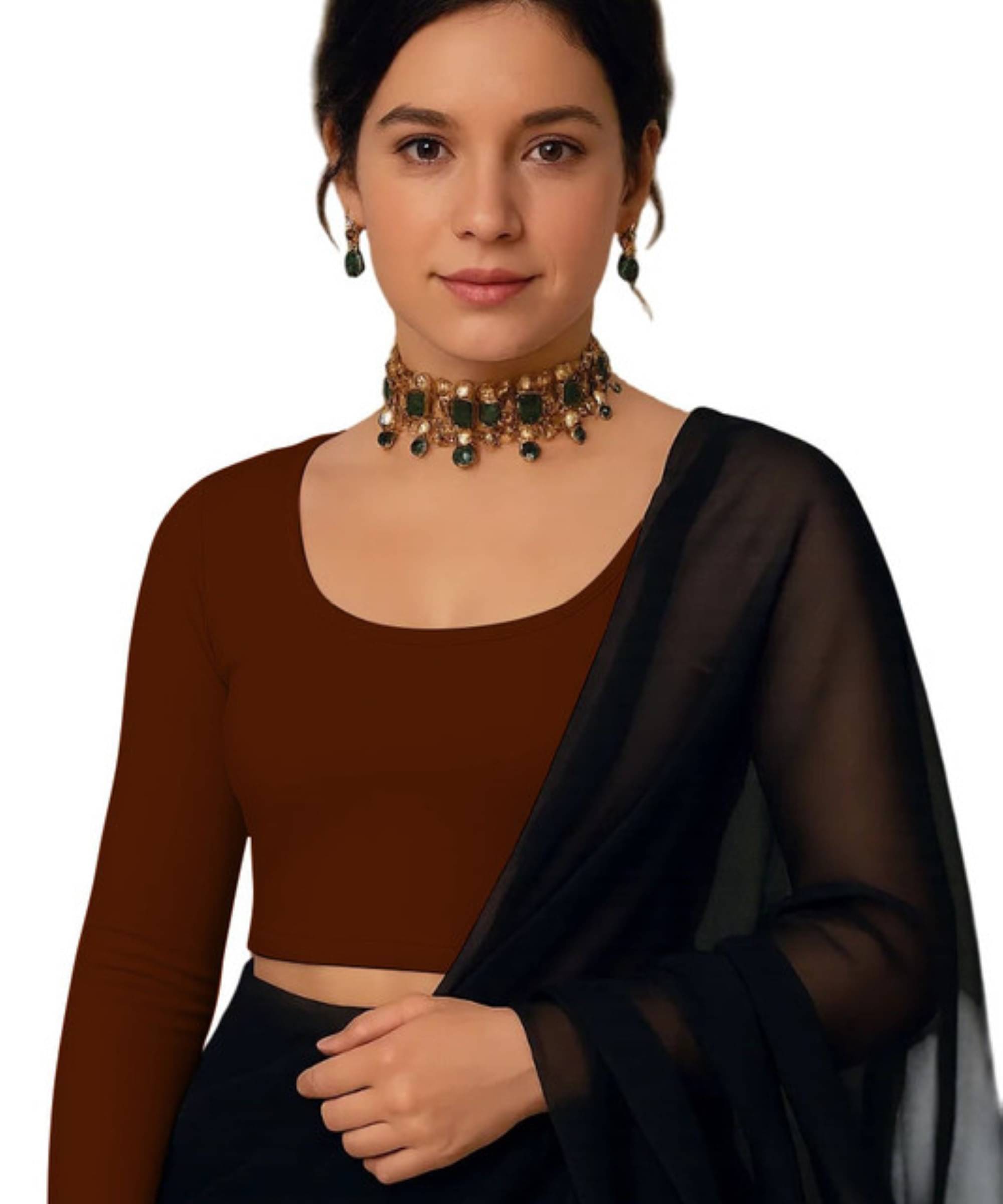    			THE BLAZZE Women's Cotton Crop Top ( Brown )