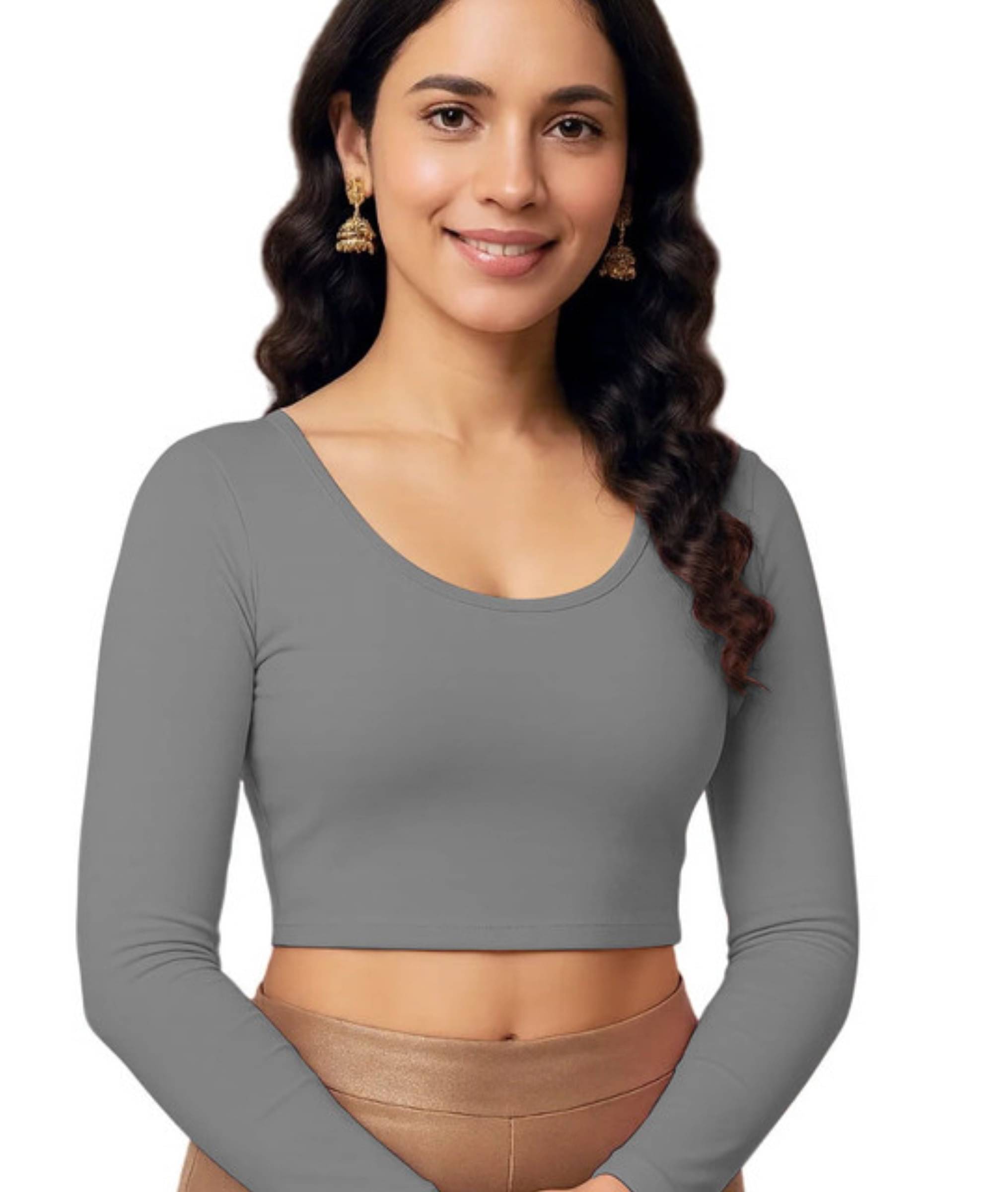     			THE BLAZZE Women's Cotton Crop Top ( Grey )