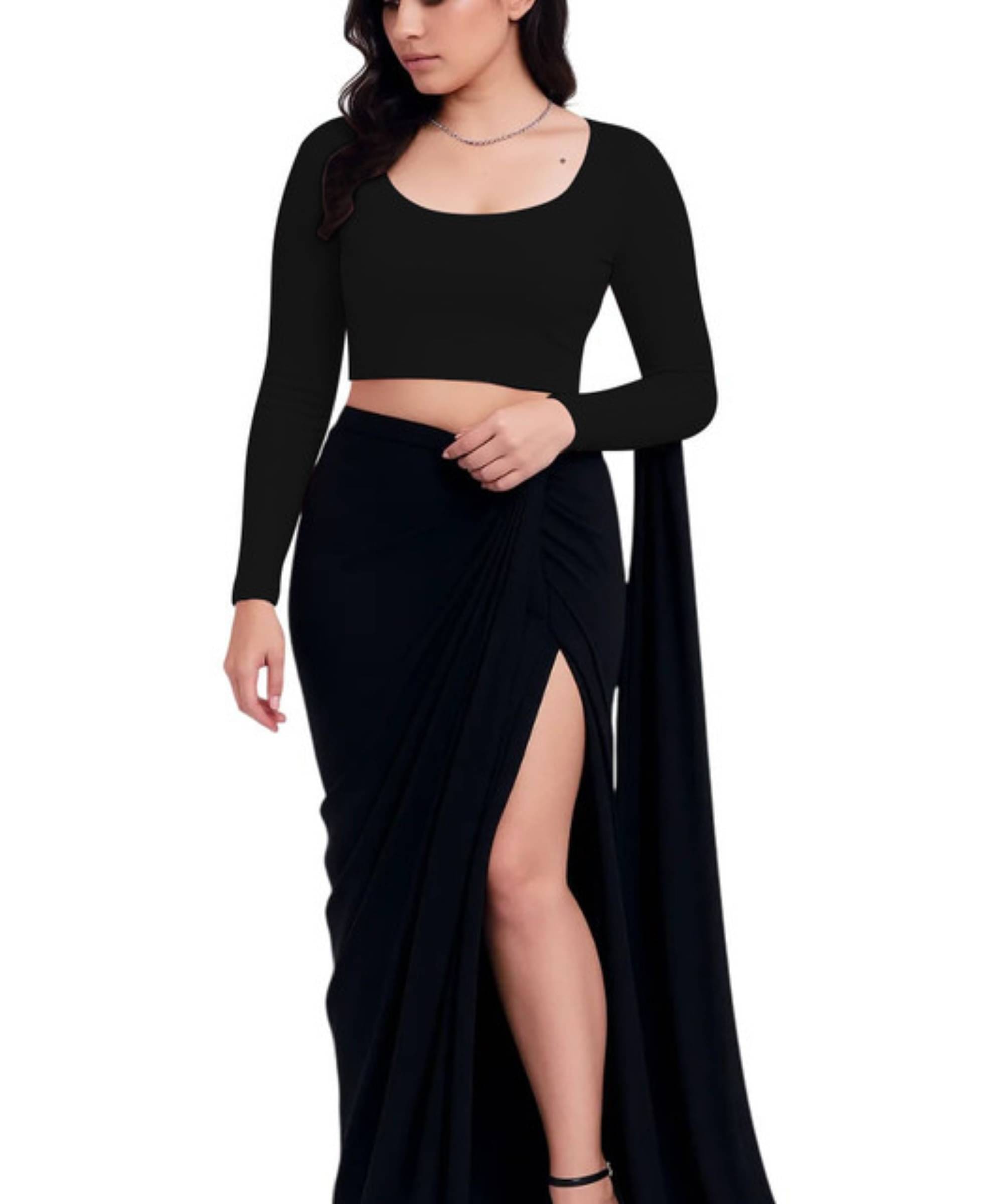     			THE BLAZZE Women's Cotton Crop Top ( Black )