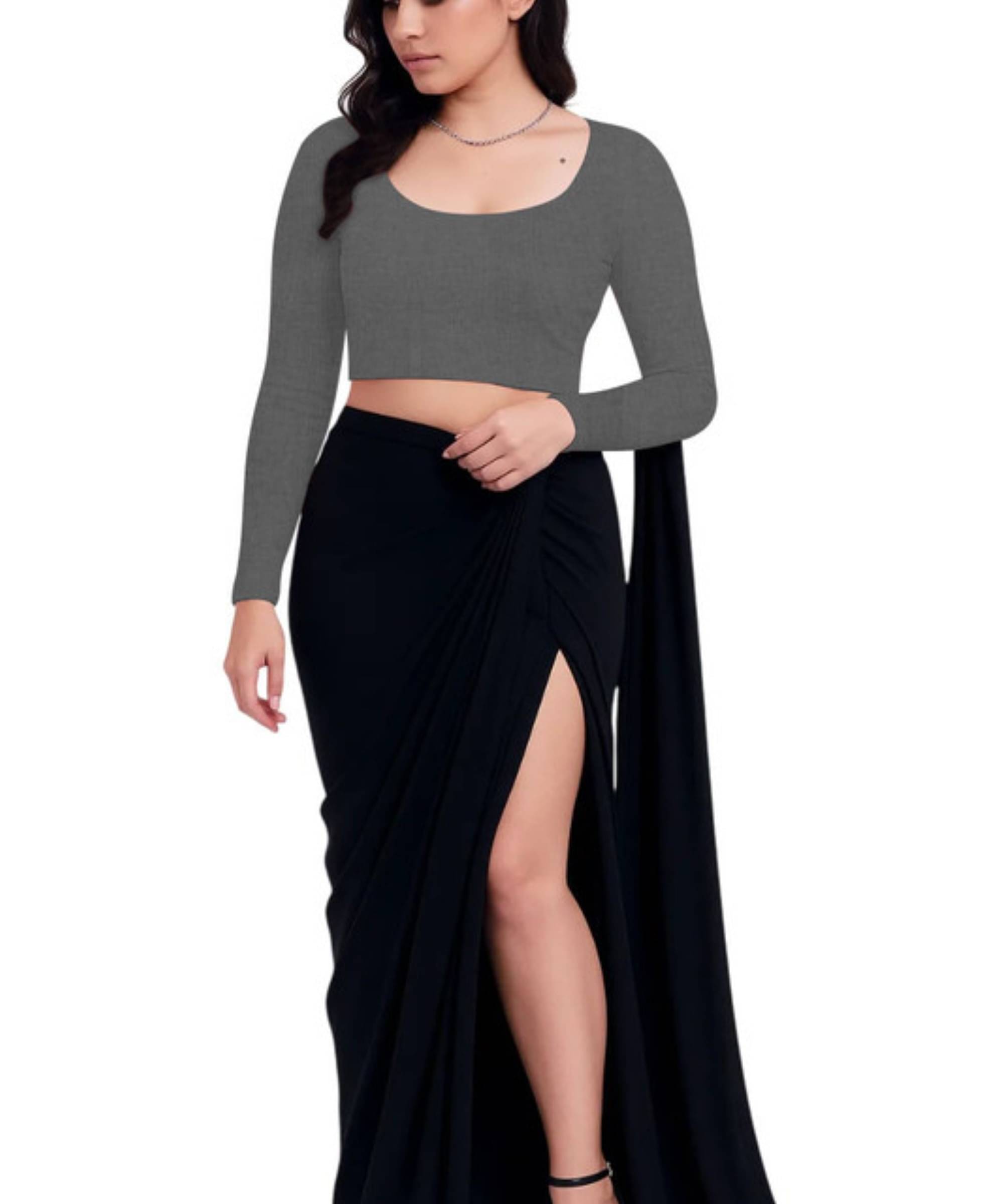 THE BLAZZE Women's Cotton Crop Top ( Grey )     			THE BLAZZE Women's Cotton Crop Top ( Grey )