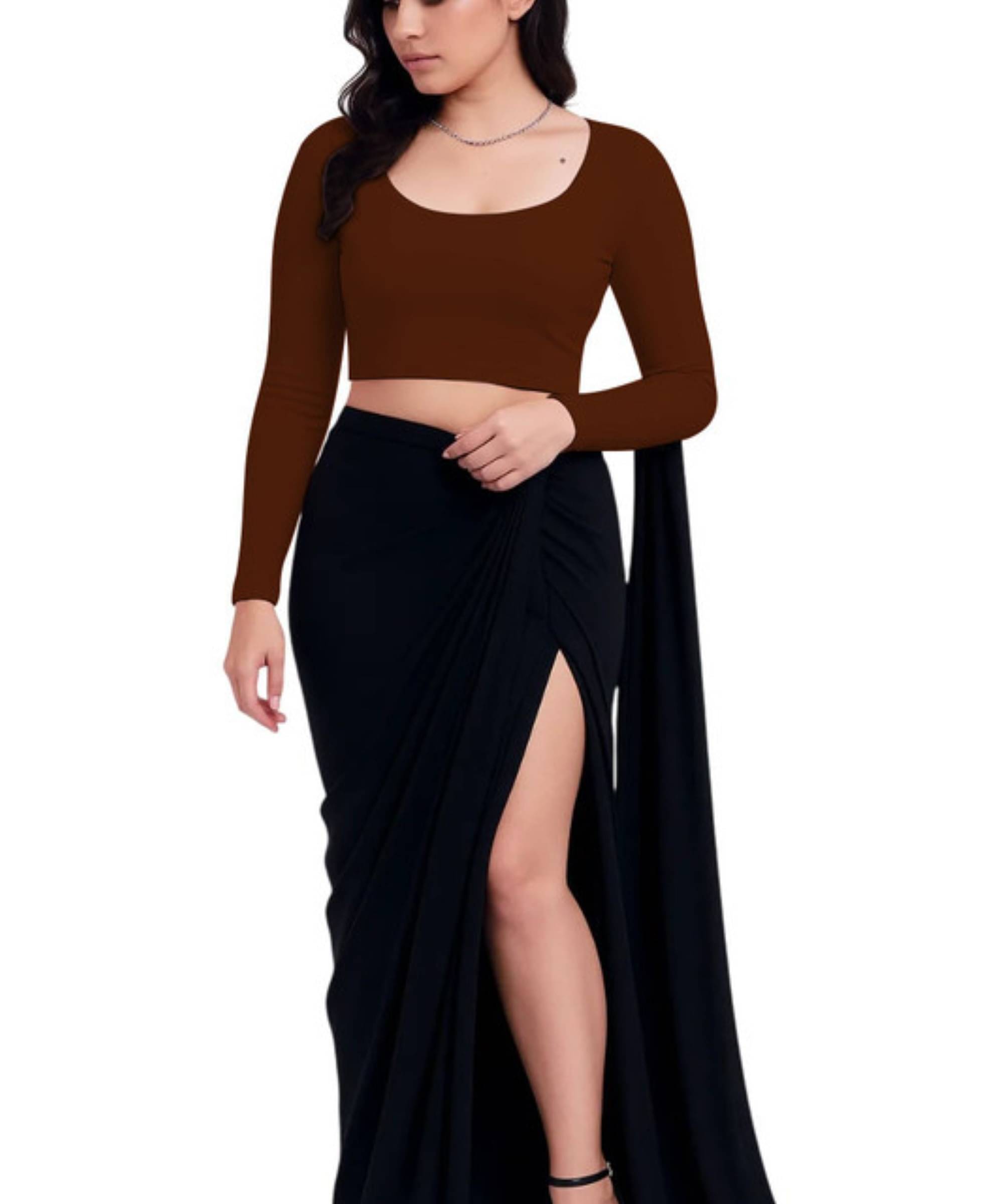    			THE BLAZZE Women's Cotton Crop Top ( Brown )