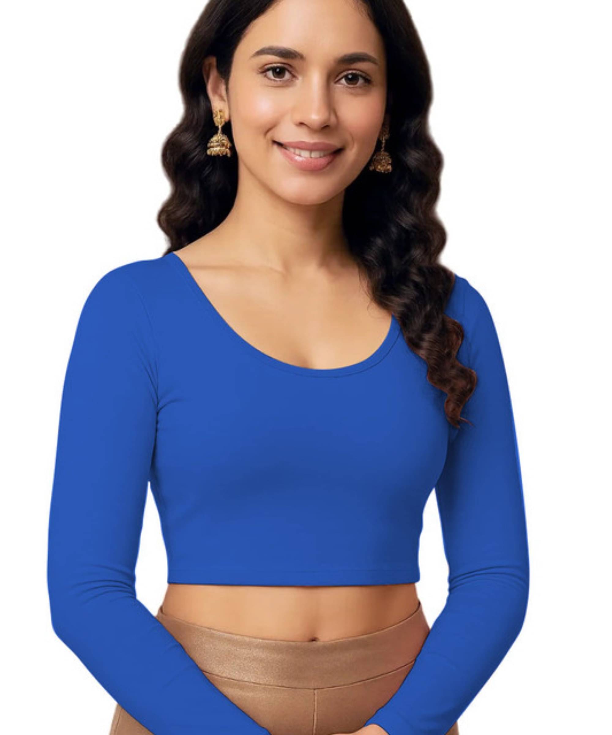     			THE BLAZZE Women's Cotton Crop Top ( Blue )