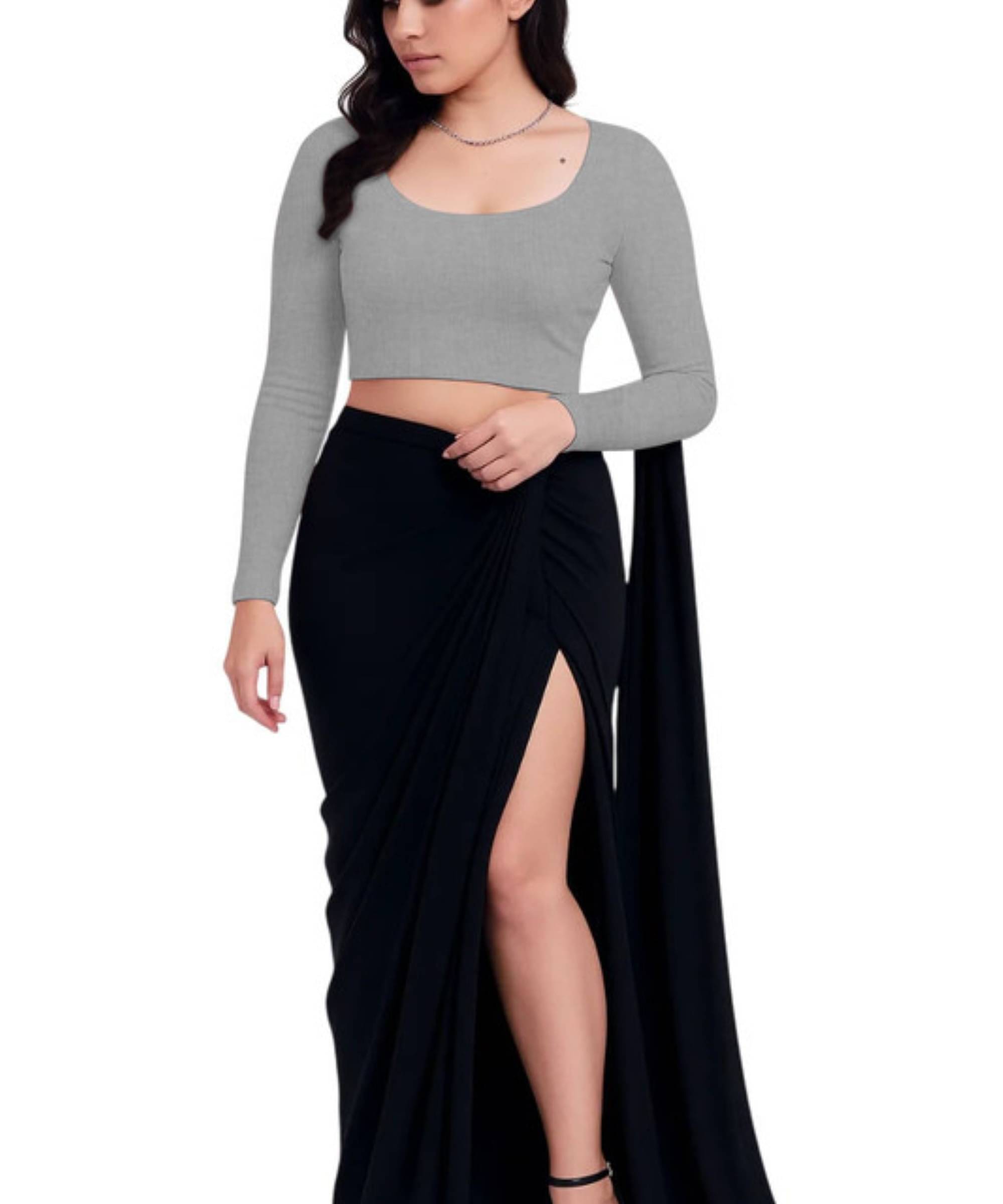     			THE BLAZZE Women's Cotton Crop Top ( Grey )