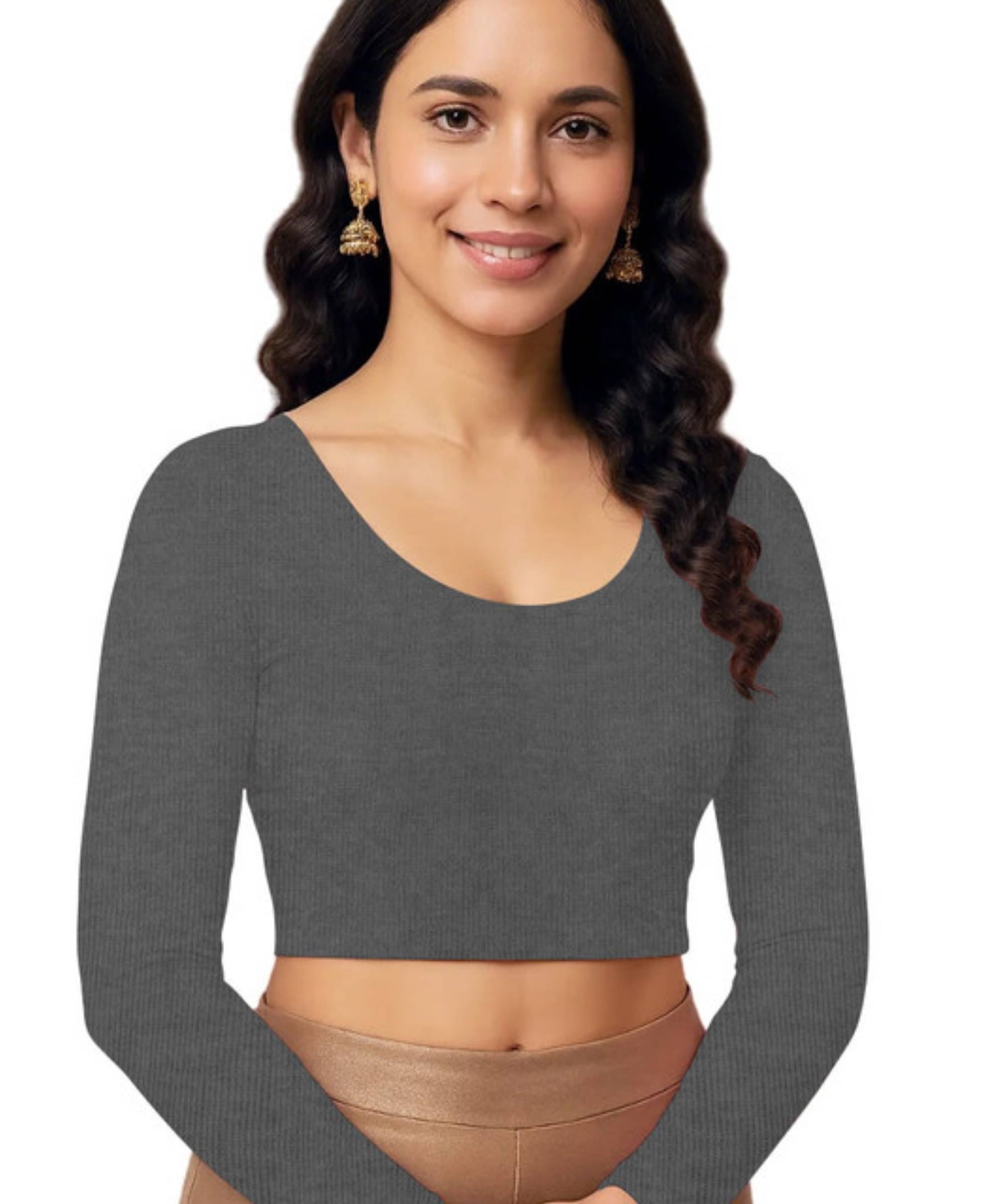     			THE BLAZZE Women's Cotton Crop Top ( Grey )