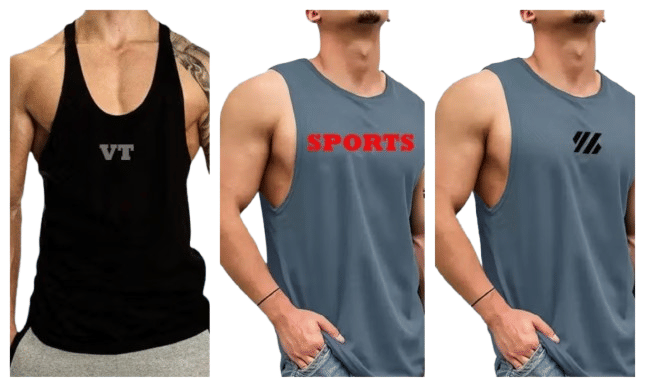     			VTSports Pack of 3 Polyester Gym Vest For Men ( Multicolor )