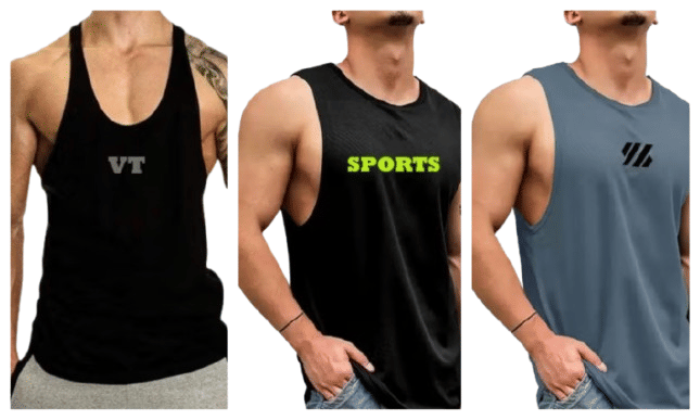     			VTSports Pack of 3 Polyester Gym Vest For Men ( Multicolor )