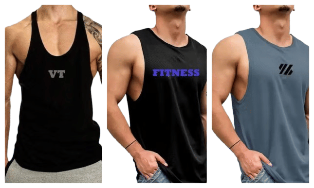     			VTSports Pack of 3 Polyester Gym Vest For Men ( Multicolor )
