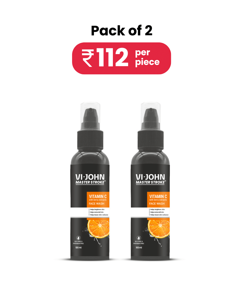 Vi-John Master Stroke Vitaminn-C Face Wash Brightening Skin And Radiant Glow For All Skin Type, 100ml (Pack of 2) Vi-John Master Stroke Vitaminn-C Face Wash Brightening Skin And Radiant Glow For All Skin Type, 100ml (Pack of 2)
