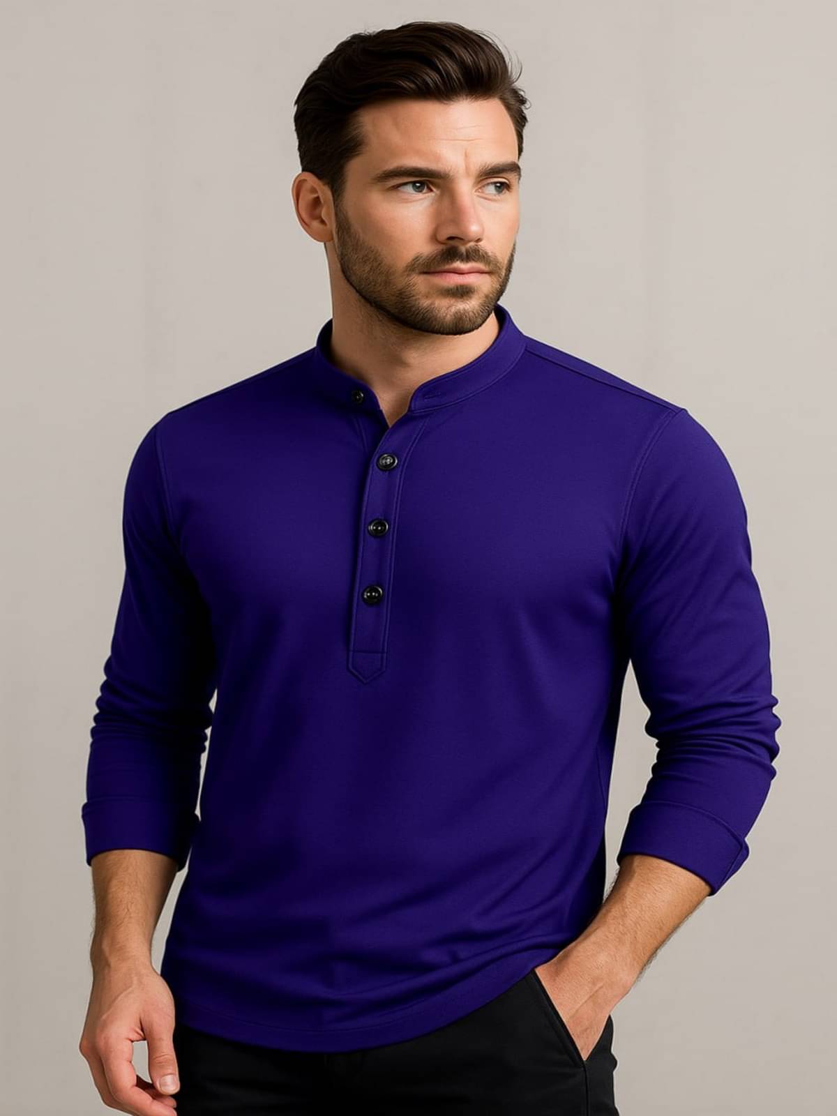     			Vrundavan Fashion Blue Cotton Blend Men's Regular Kurta ( Pack of 1 )