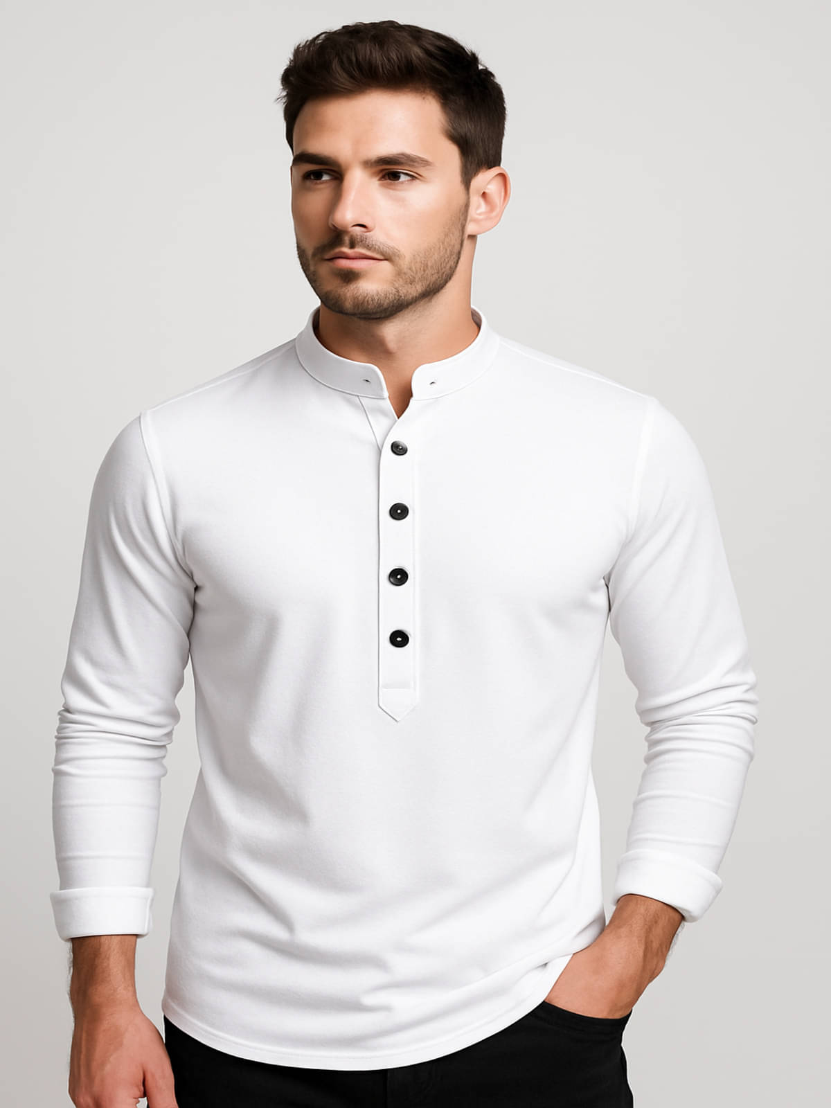    			Vrundavan Fashion White Cotton Blend Men's Regular Kurta ( Pack of 1 )