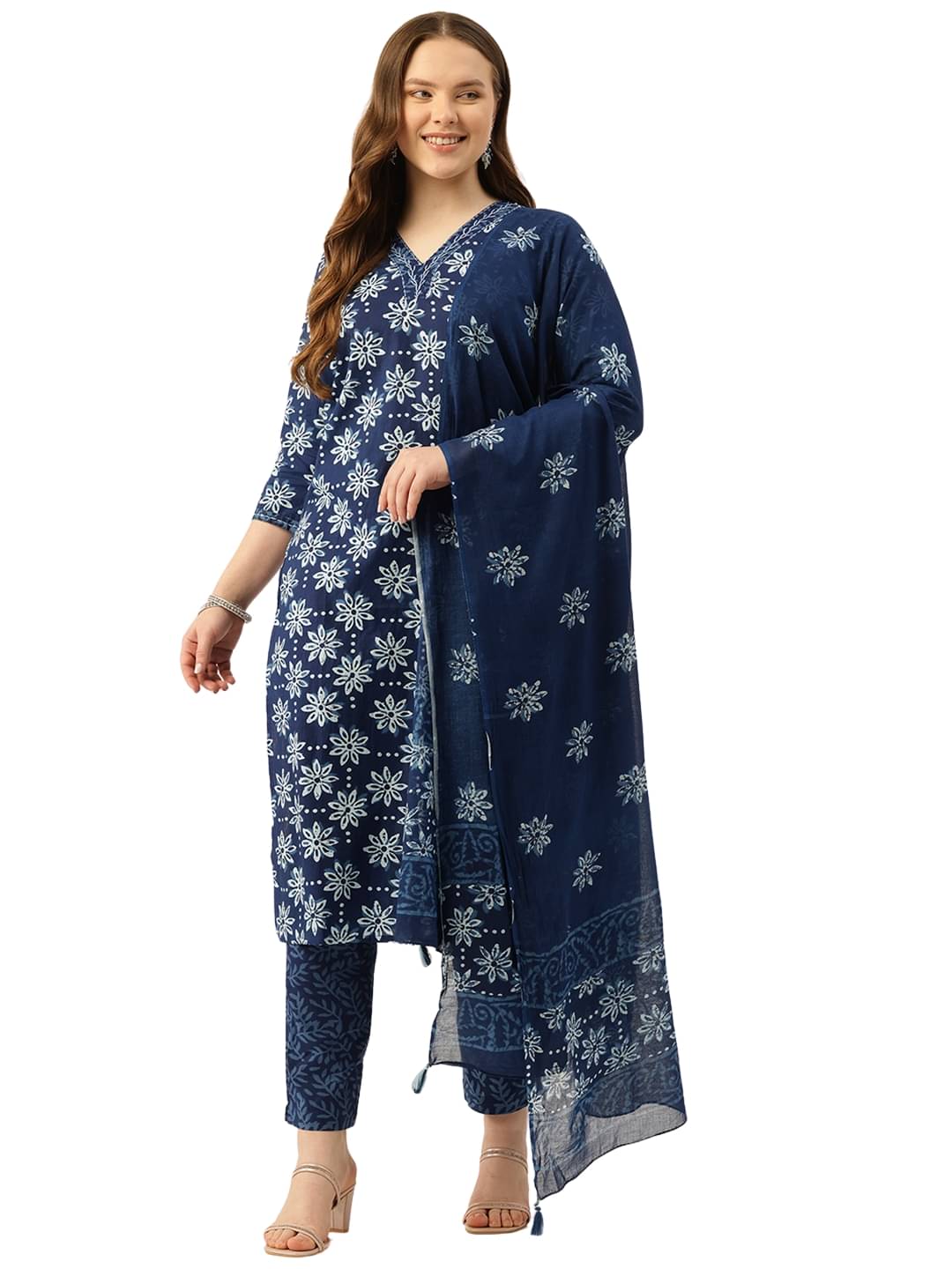 feranoid Women Cotton Printed Straight Kurti With Pants ( Navy Blue ) feranoid Women Cotton Printed Straight Kurti With Pants ( Navy Blue )