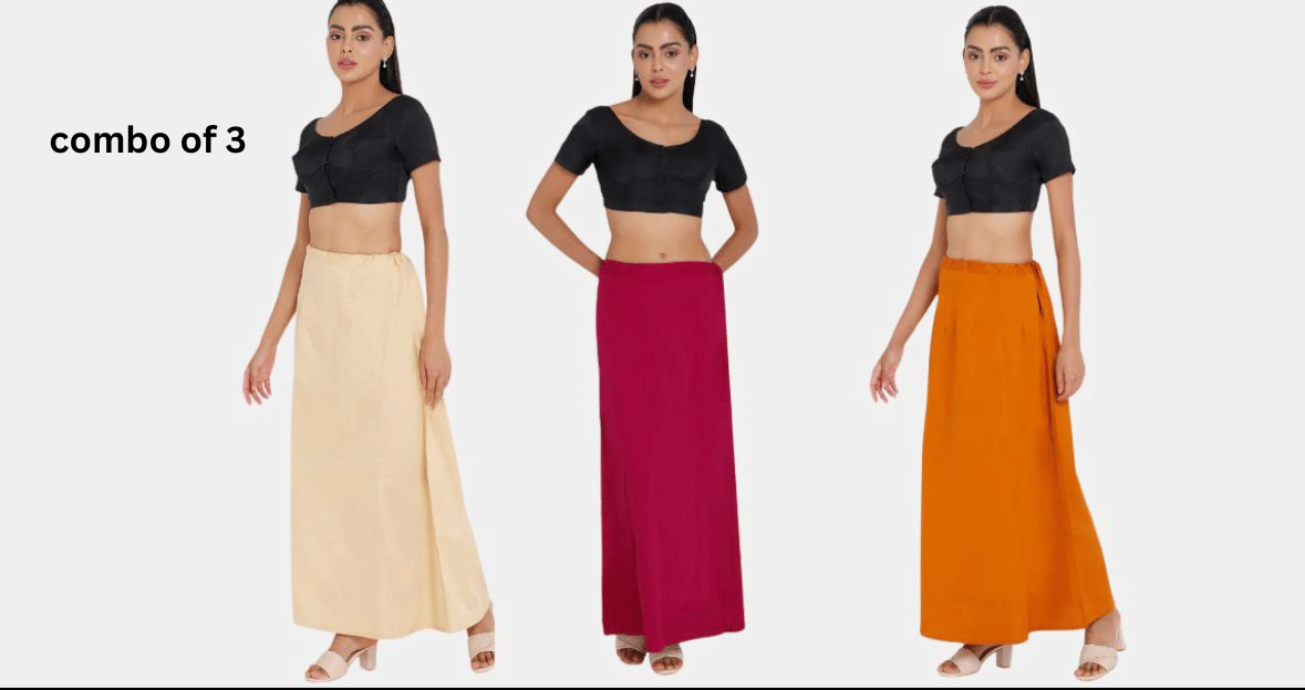     			manidhari fab Multicoloured Cotton Petticoat - Pack of 3