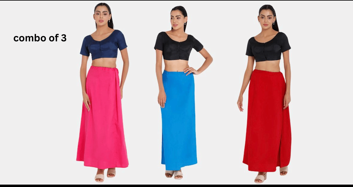     			manidhari fab Multicoloured Cotton Petticoat - Pack of 3