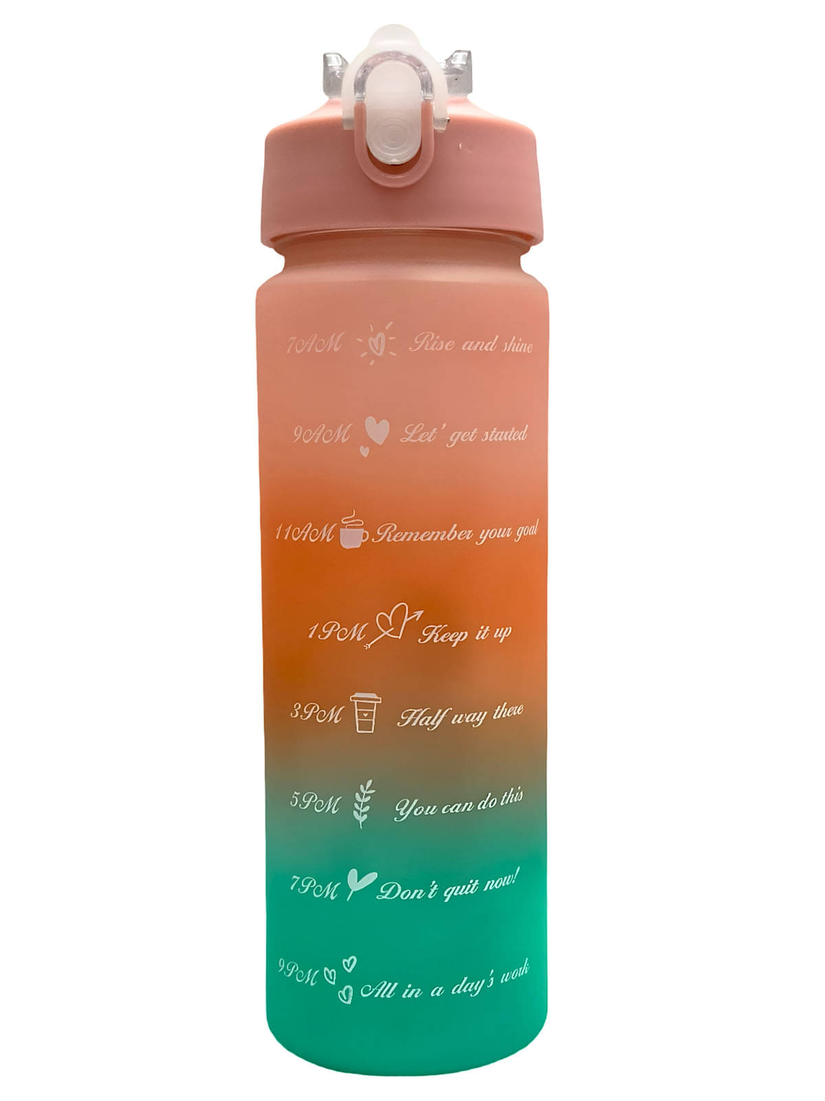     			viDixn Motivational Time Marker Sipper, Leak-proof Durable BPA Free Water bottle for Adults, Gym, Kids School, Gifts and Office, (Pink & Orange) (900mL_Pack of 1)