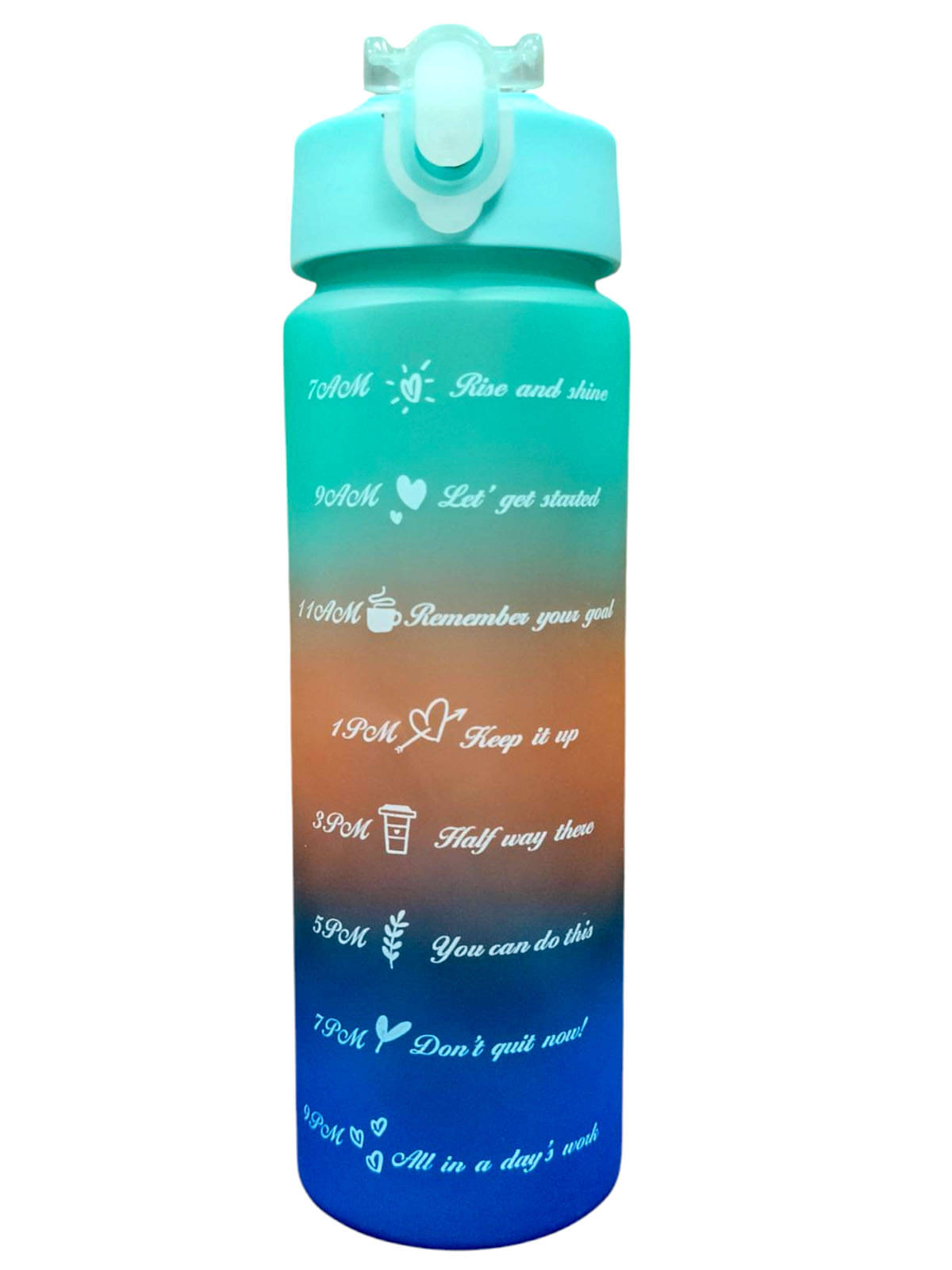     			viDixn Motivational Time Marker Sipper, Leak-proof Durable BPA Free Water bottle for Adults, Gym, Kids School, Gifts and Office, (Green & Orange) (900mL_Pack of 1)