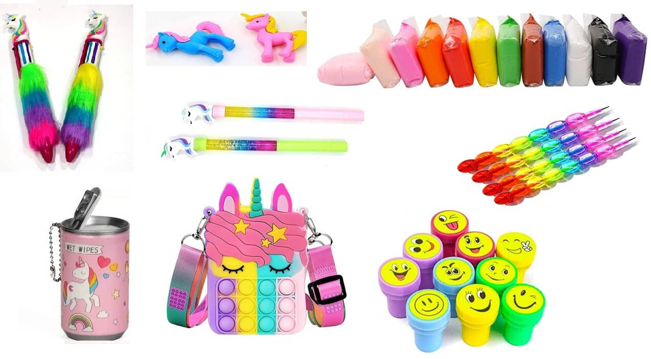     			Combo Pack of 8 Unicorn Items Stationary Birthday Gift Item For Kids Boys Girls