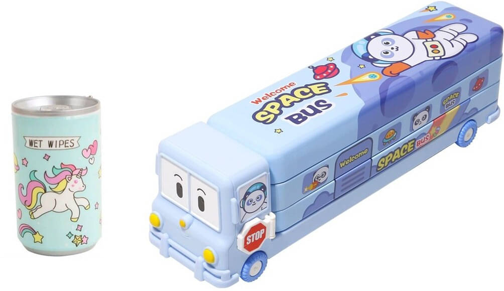     			Combo of Blue Wet Wipes & Space Theme Pencil Box Best Birthday Return Gift