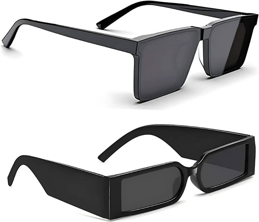 Dyana Core Black Rectangular Sunglasses ( Pack of 2 ) Dyana Core Black Rectangular Sunglasses ( Pack of 2 )