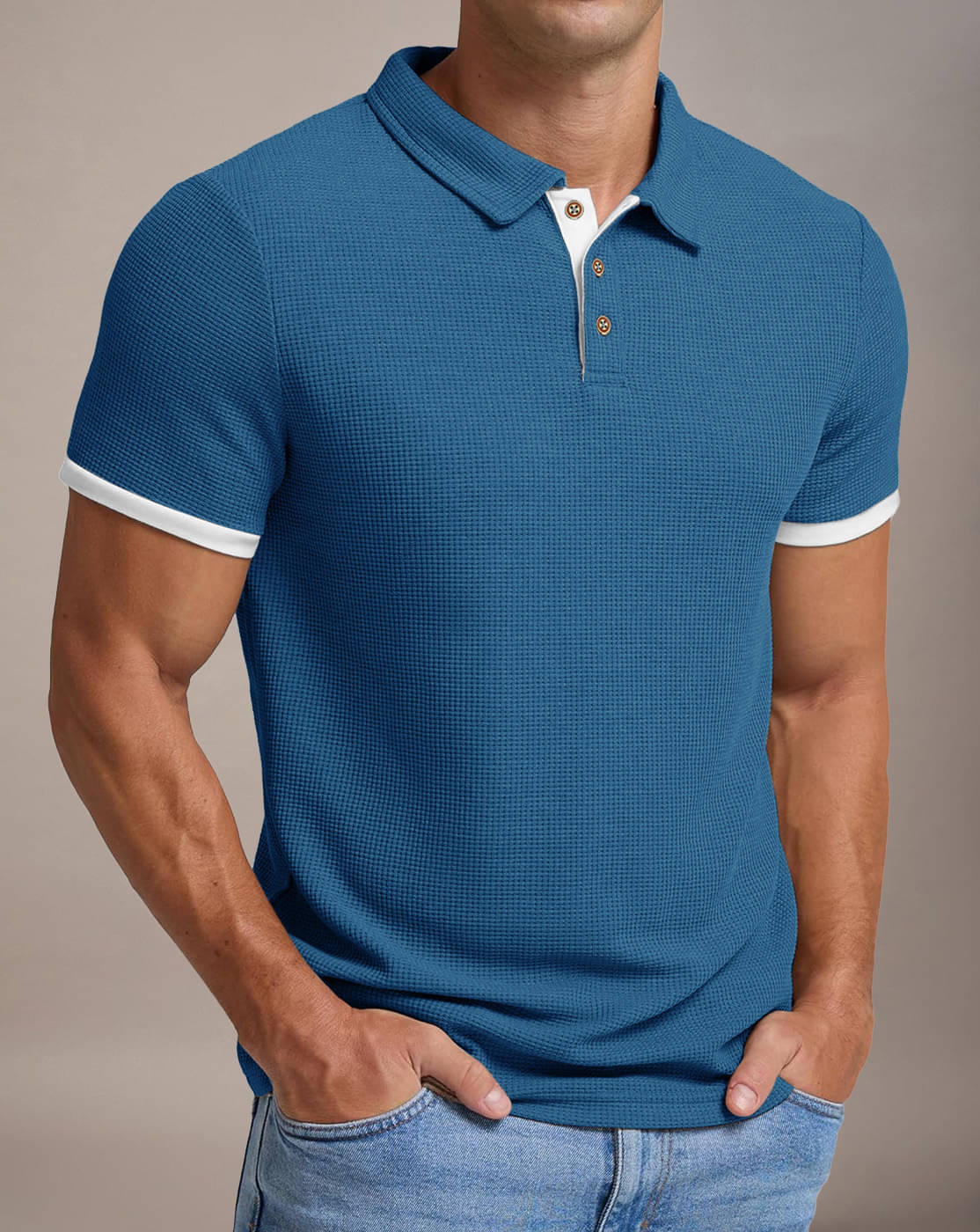     			Eyebogler Men Cotton Blend Regular Fit Solid Polo T Shirt ( Blue )