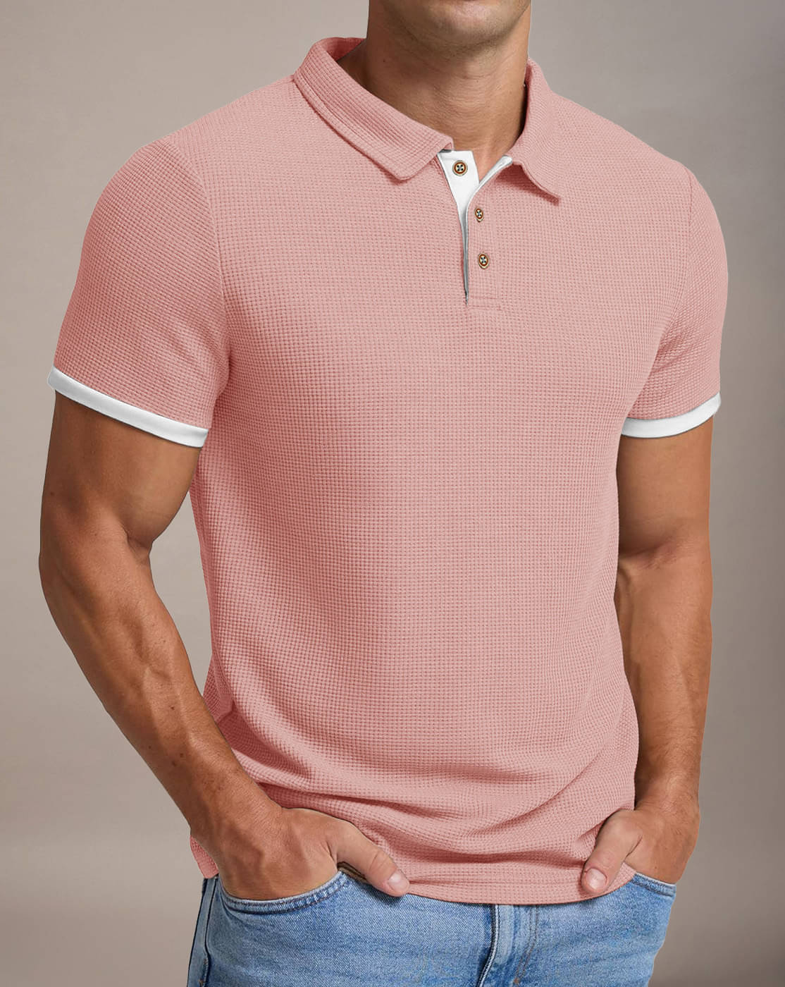 Eyebogler Men Cotton Blend Regular Fit Solid Polo T Shirt ( Pink ) Eyebogler Men Cotton Blend Regular Fit Solid Polo T Shirt ( Pink )