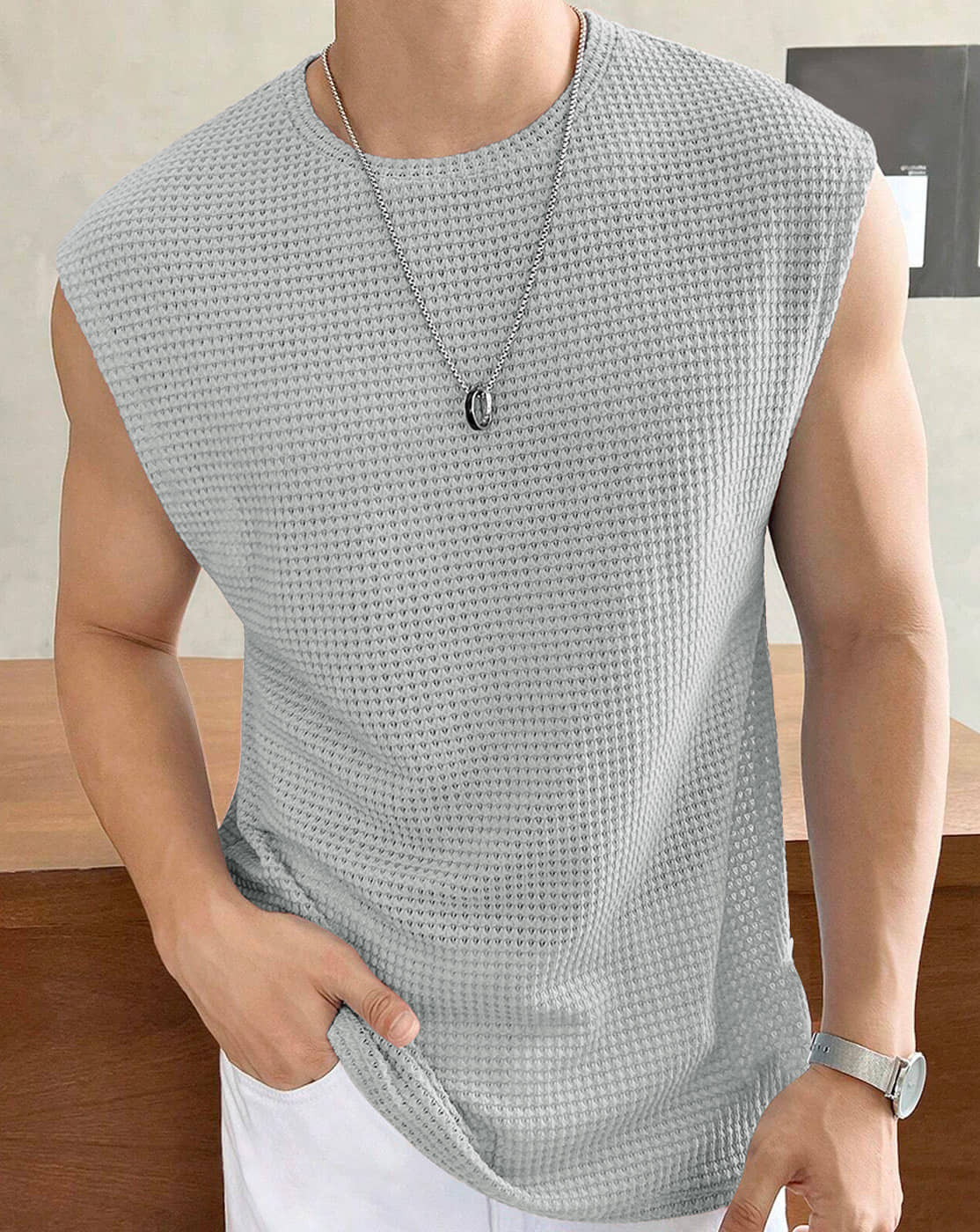 Eyebogler Pack of 1 Cotton Blend Basic Vest For Men ( Grey ) - Nightwear & Loungewear | Buy online on ZillyBuy