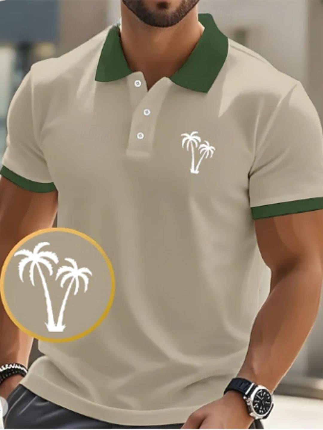 FALAK Men Cotton Blend Regular Fit Solid Polo T Shirt ( Beige )     			FALAK Men Cotton Blend Regular Fit Solid Polo T Shirt ( Beige )